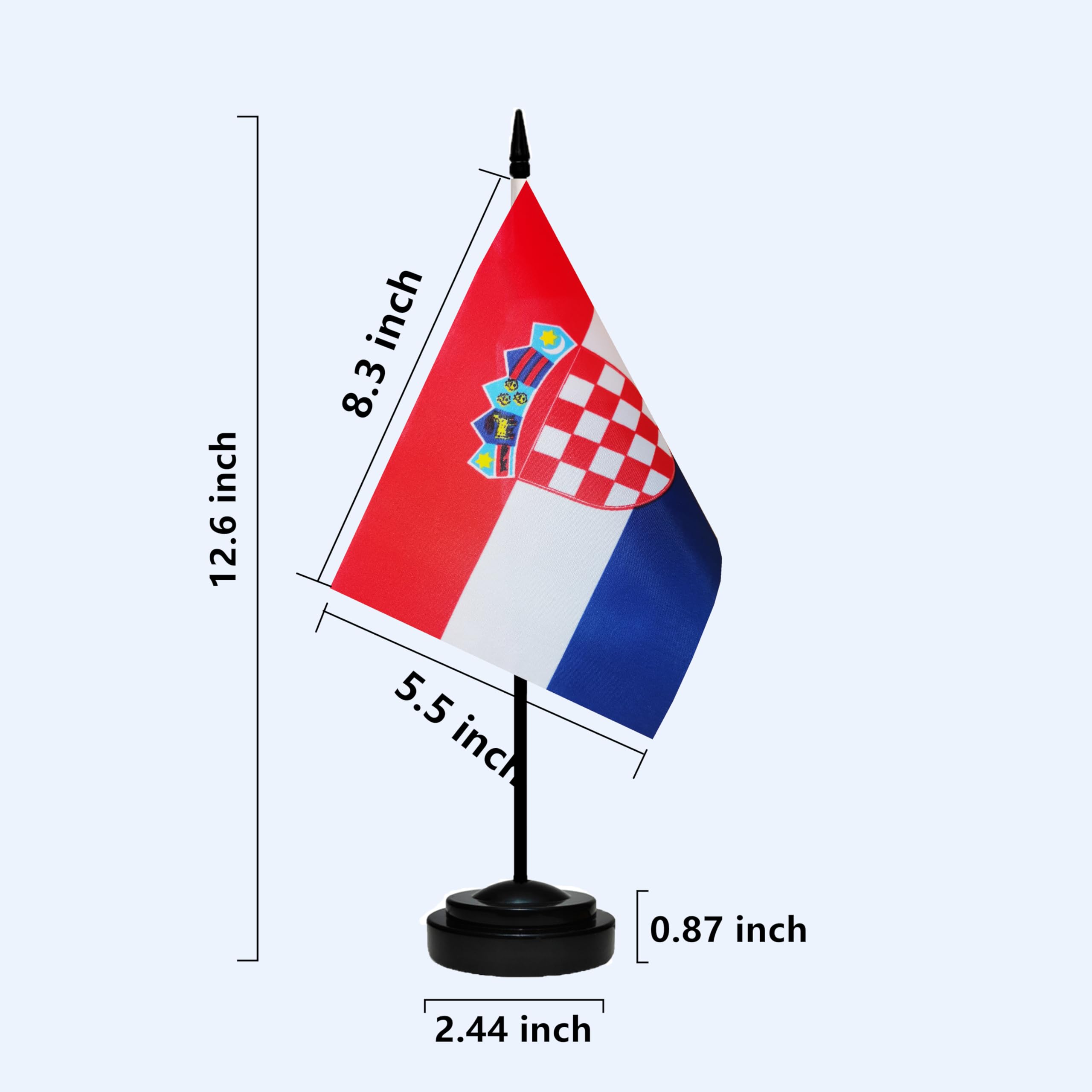 Premium Croatia Mini Desk Flag Set - 2 Pack Miniature Croatian Table Office Flags with 13