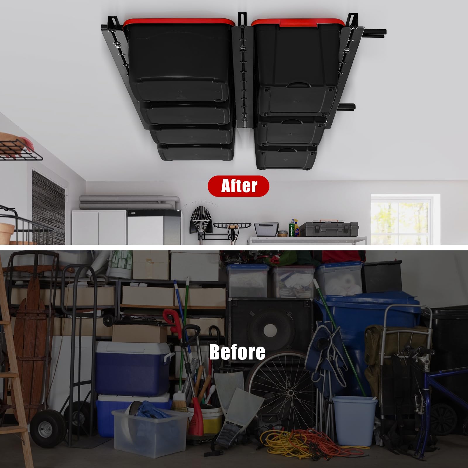 Ultrawall Overhead Garage Storage Racks - Heavy Duty Adjustable Ceiling Organizer for Bins, Totes & Containers (48