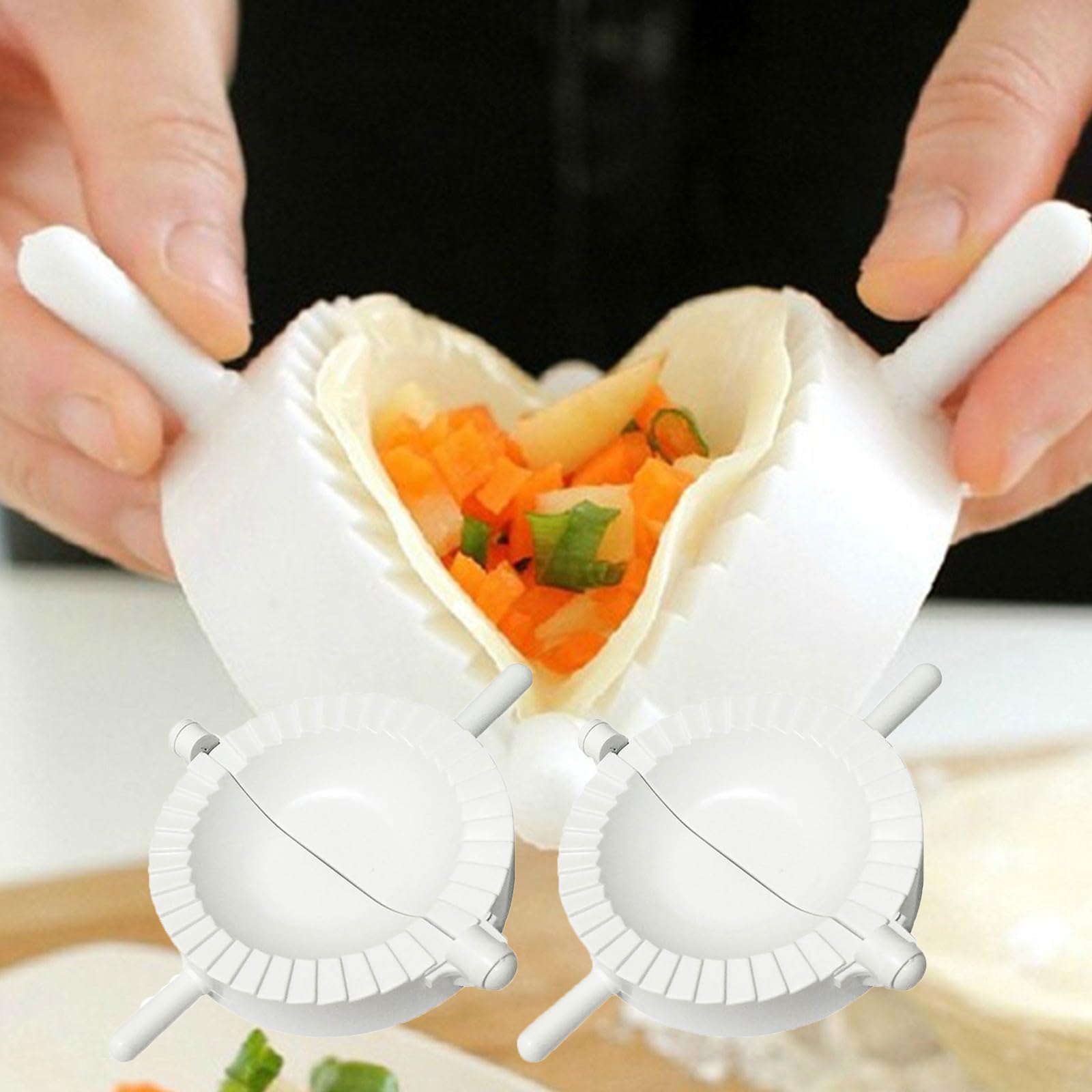 2PCS Dumpling Maker Press Set - Plastic Dumpling Mold for Homemade Dumplings, Gyoza & Potstickers - Kitchen Cooking & DIY Tool (10cm) - Perfect for Asian Cuisine, Family Cooking & Meal Prep