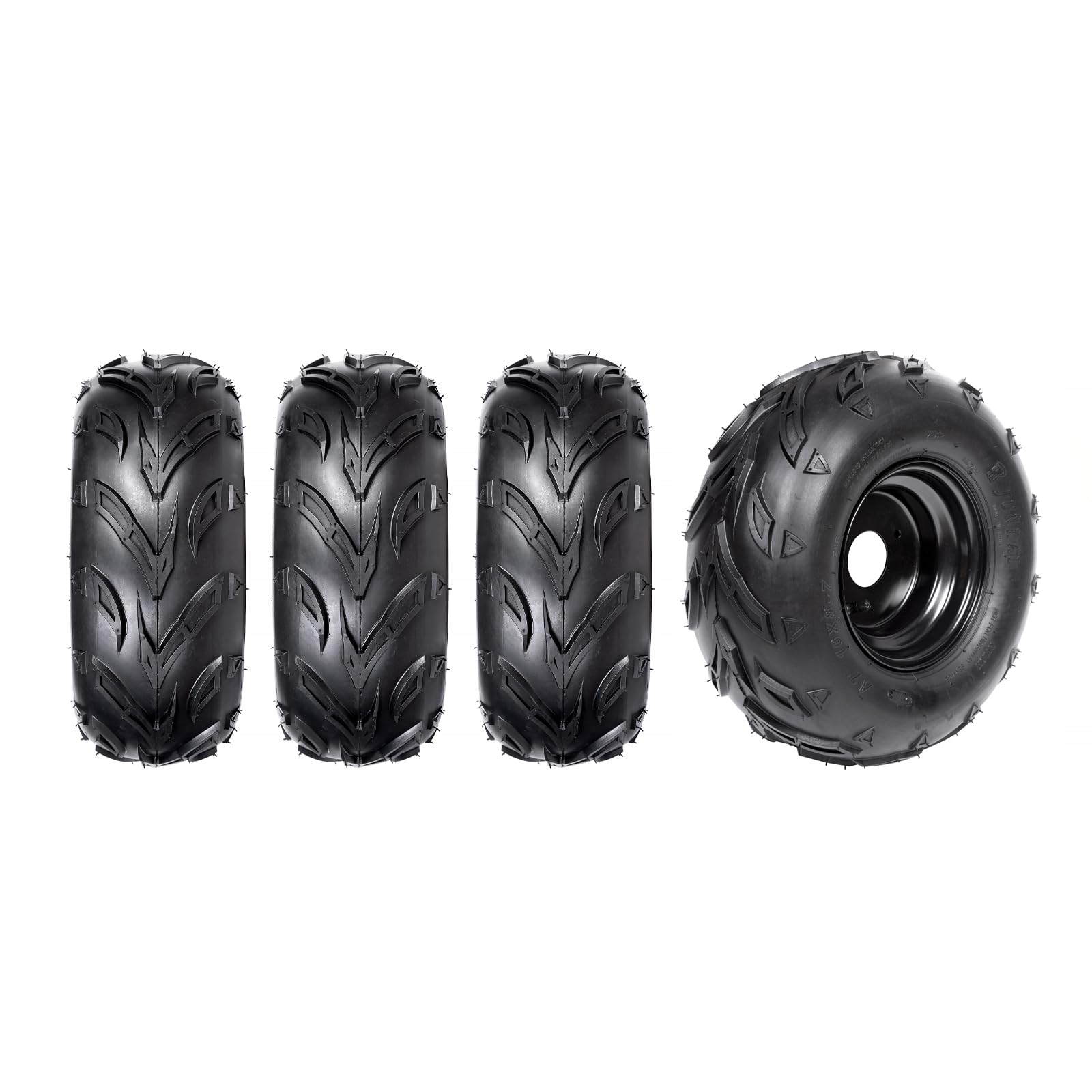 4PCS ATV Go Kart Tires and Rims Set - 16X8-7 Inch Tubeless Tires with Wheels for Go Kart, Buggy, ATV, Mini-bikes & Quad Bike - Front or Rear Fitment - 3 Mounting Holes - Perfect for Off-Road Racing & Trail Adventures