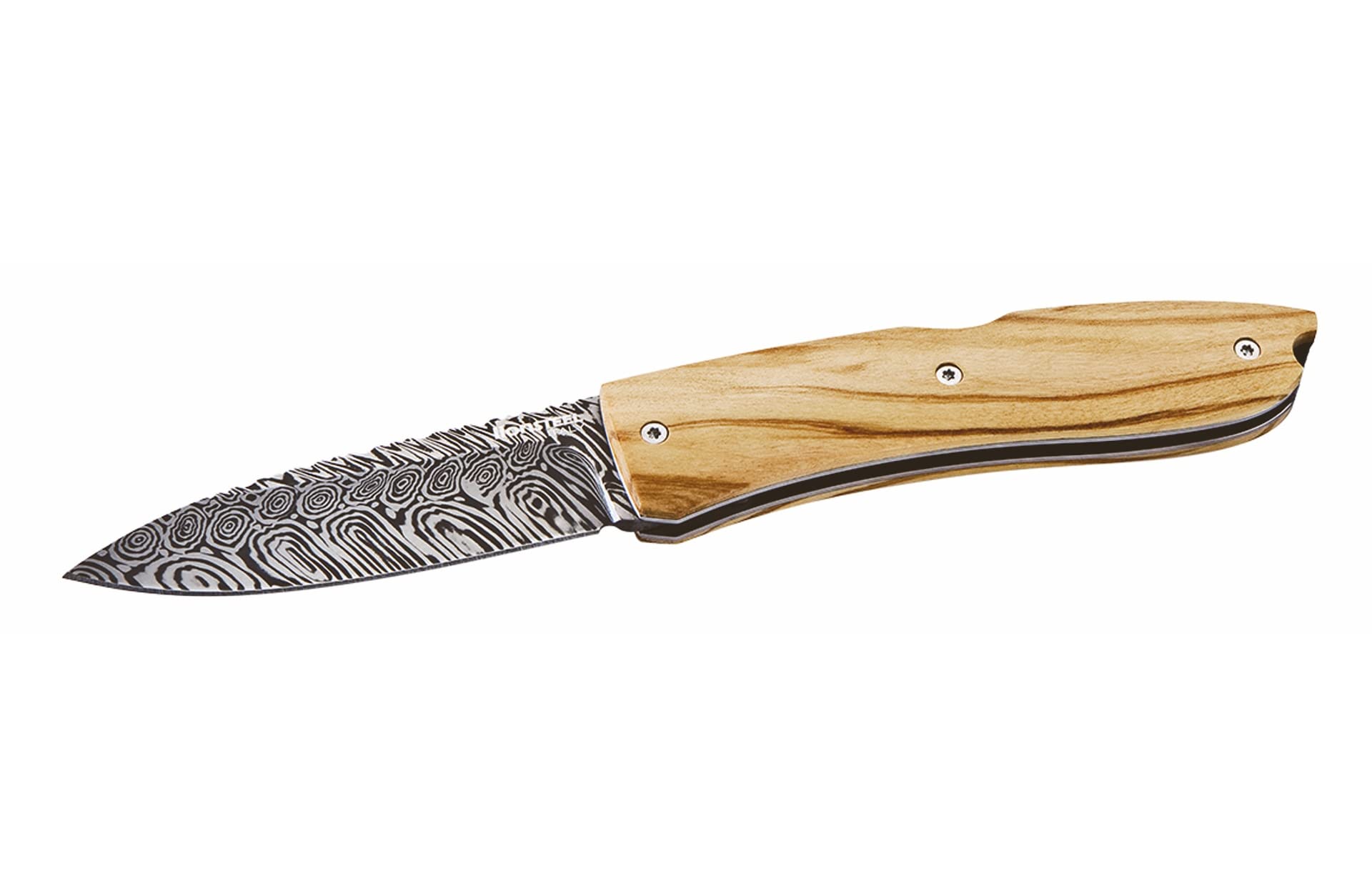 LIONSTEEL Opera Lockback 8800D UL Knife - Premium Stainless Damascus Steel Blade & Olive Wood Handle - Compact Folding Pocket Knife for Camping, Hiking, and Everyday Carry (EDC)