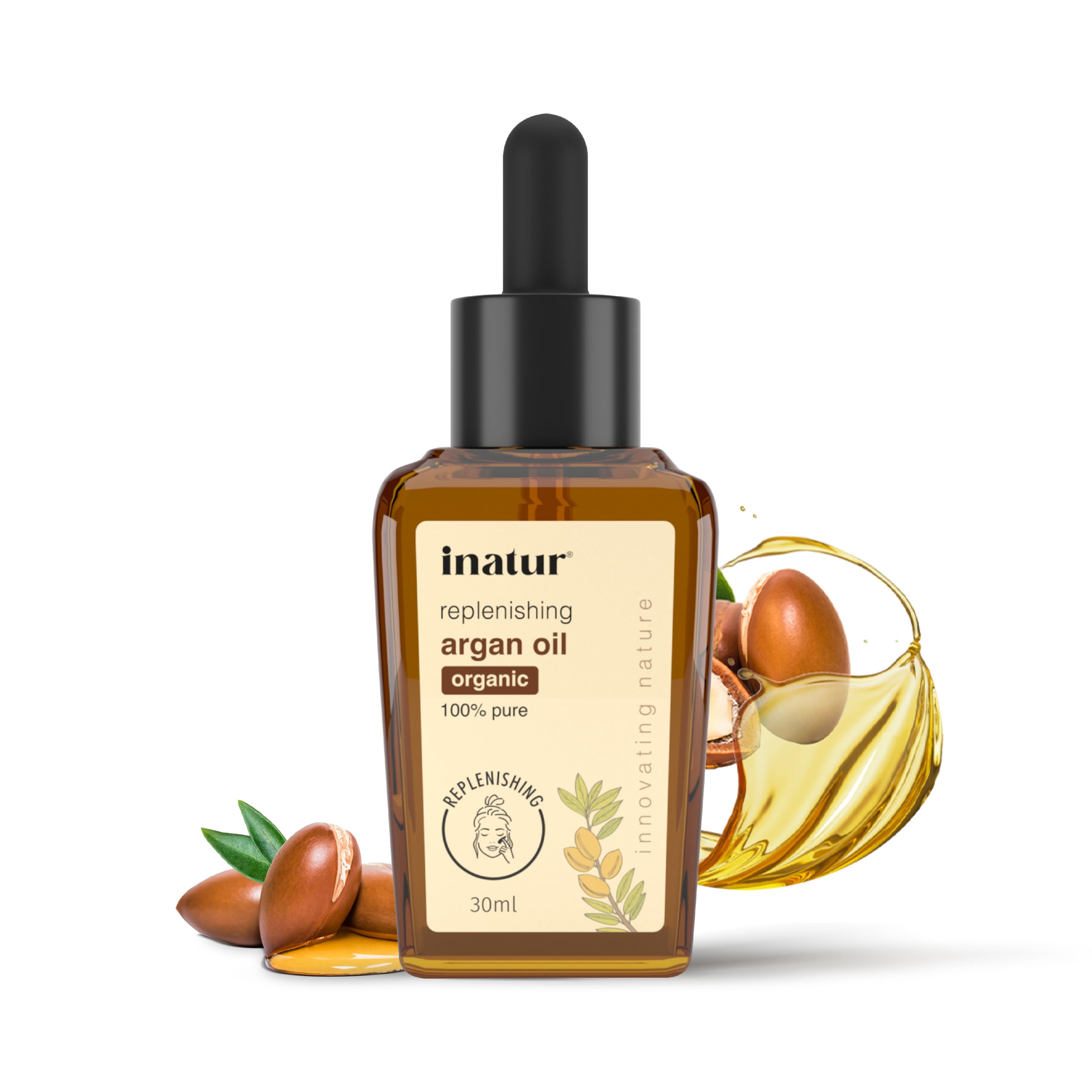 Organic Cold Pressed Argan Oil for Hair & Skin - 100% Pure Natural Moisturizer with Vitamin E | Hydrates, Nourishes & Repairs Dry Hair & Face | 30ml Bottle | Perfect for Daily Hair Care, Facial Treatment & Massage Therapy