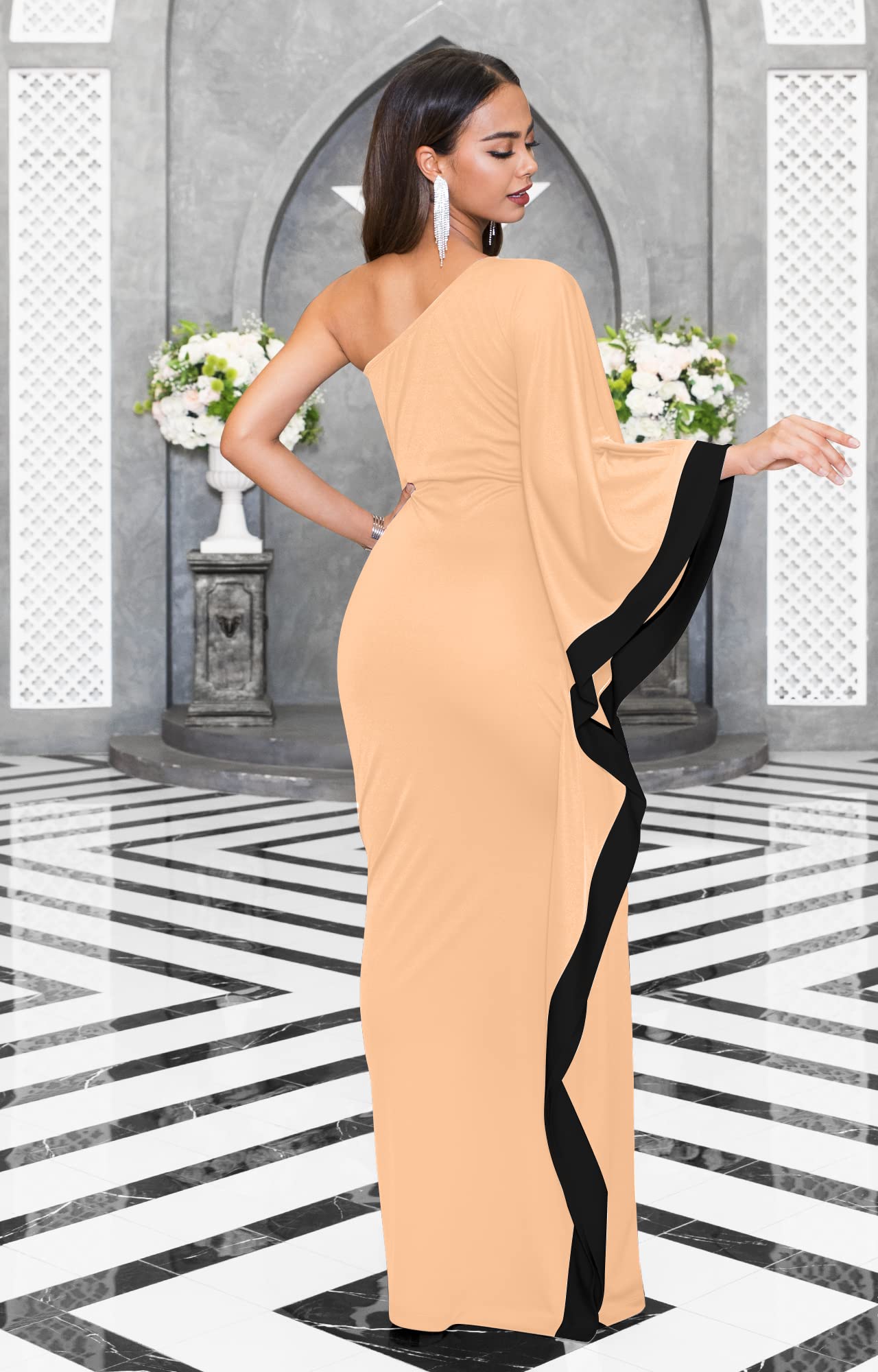 KOH KOH Women's Long One Shoulder Sexy Cocktail Dress for Wedding Guest, Party & Evening Gowns - Perfect for Formal Events, Date Nights & Special Occasions