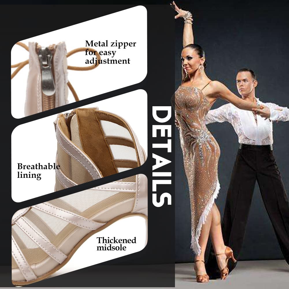 YKXLM Women's Latin Dance Boots - Salsa Bachata Performance Shoes, Ballroom Lace-up Ankle Boots with Open Toe for Professional Dancers | Perfect for Dance Competitions, Performances & Practice