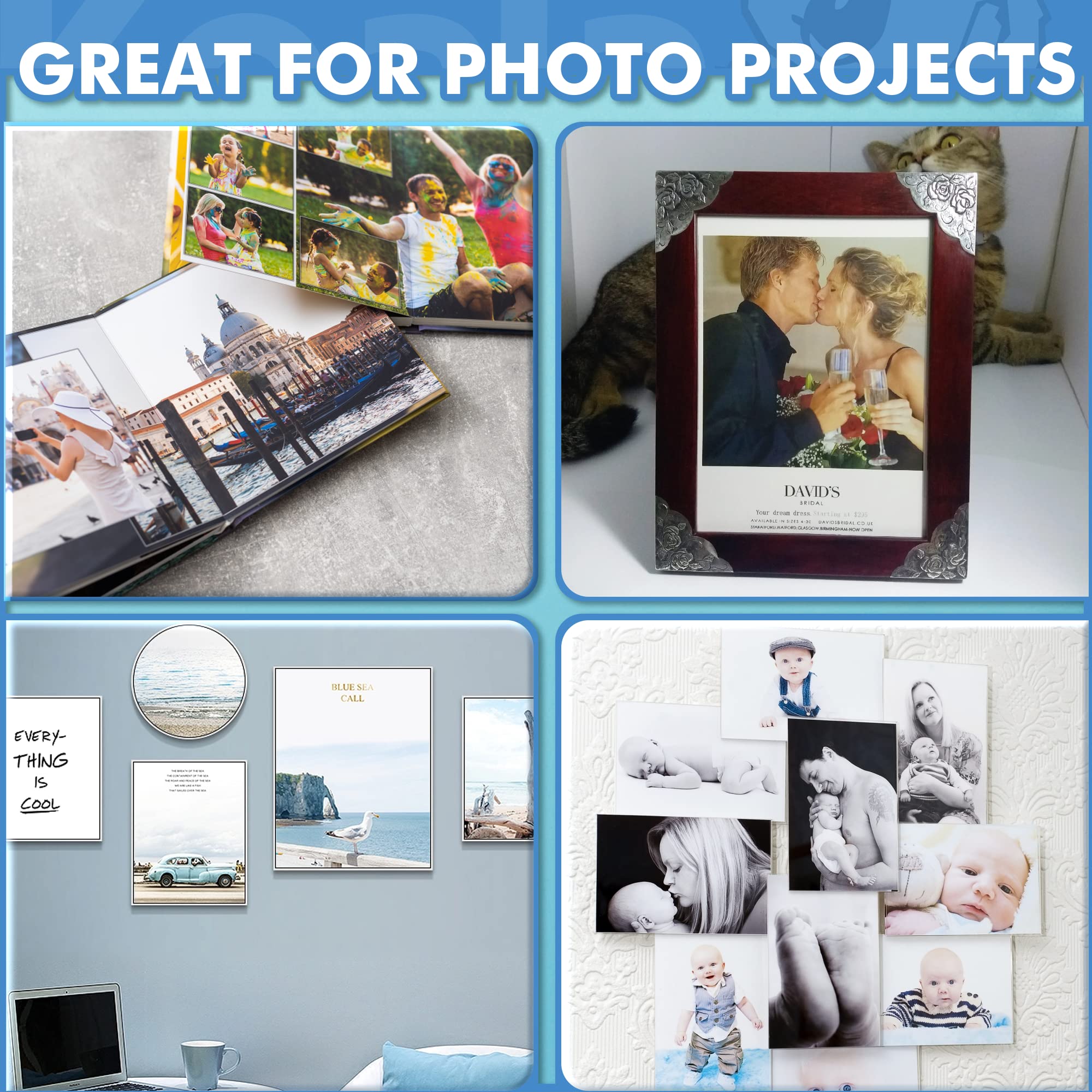 Premium Glossy Photo Paper 8.5 x 11 Inches - 200gsm Water-Resistant Inkjet Printer Paper, 100 Sheets - Ideal for Vibrant Photos, Art Prints & Everyday Printing Needs