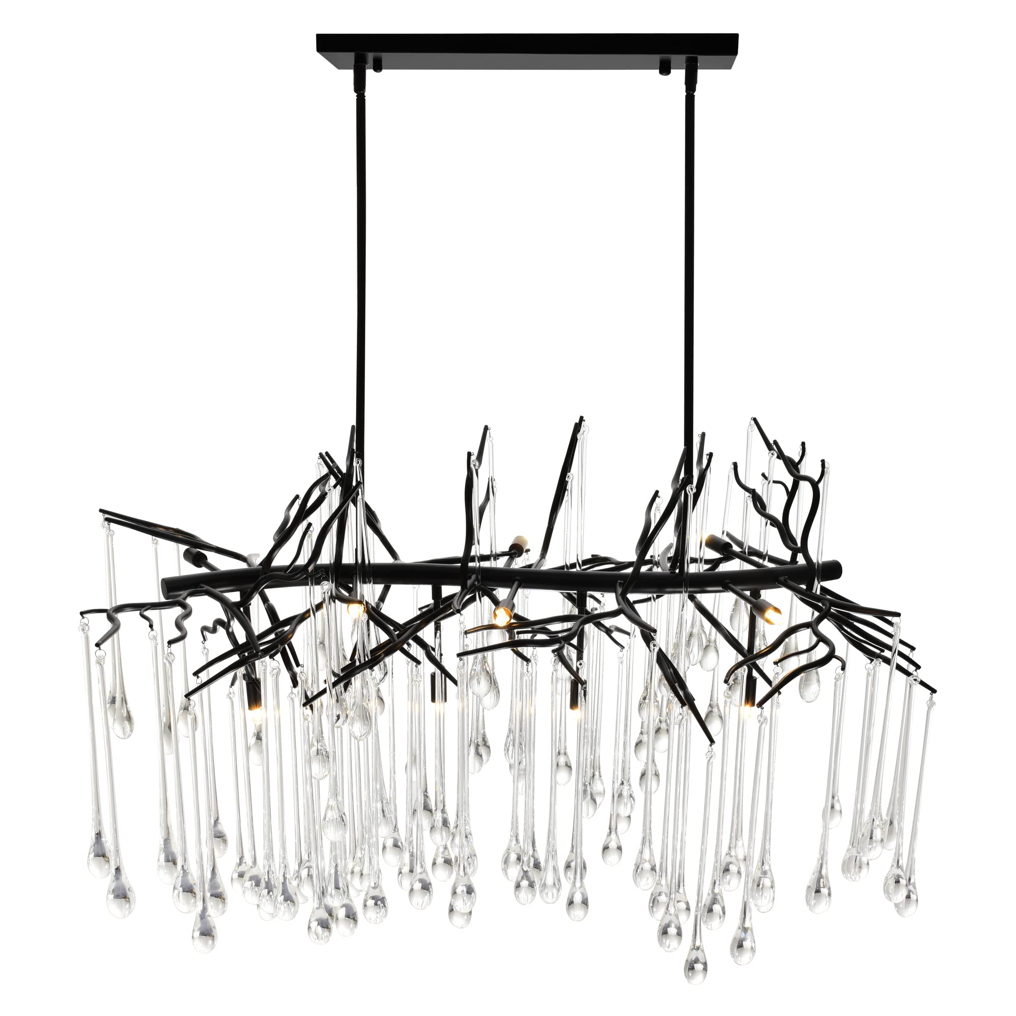 CWI Lighting Anita 10-Light Black Glass Chandelier for Dining Room, Living Room, Bedroom - Modern Indoor Ceiling Light Fixture for Home Decor