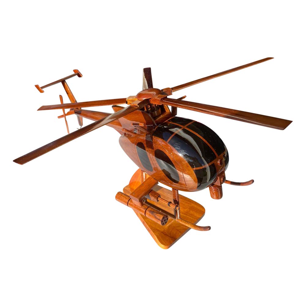 Premium AH6 Mahogany Wood Desktop Helicopter Model - Handcrafted Collectible & Office Decor for Aviation Enthusiasts | Perfect Gift for Pilots, Military Fans & Home/Office Display