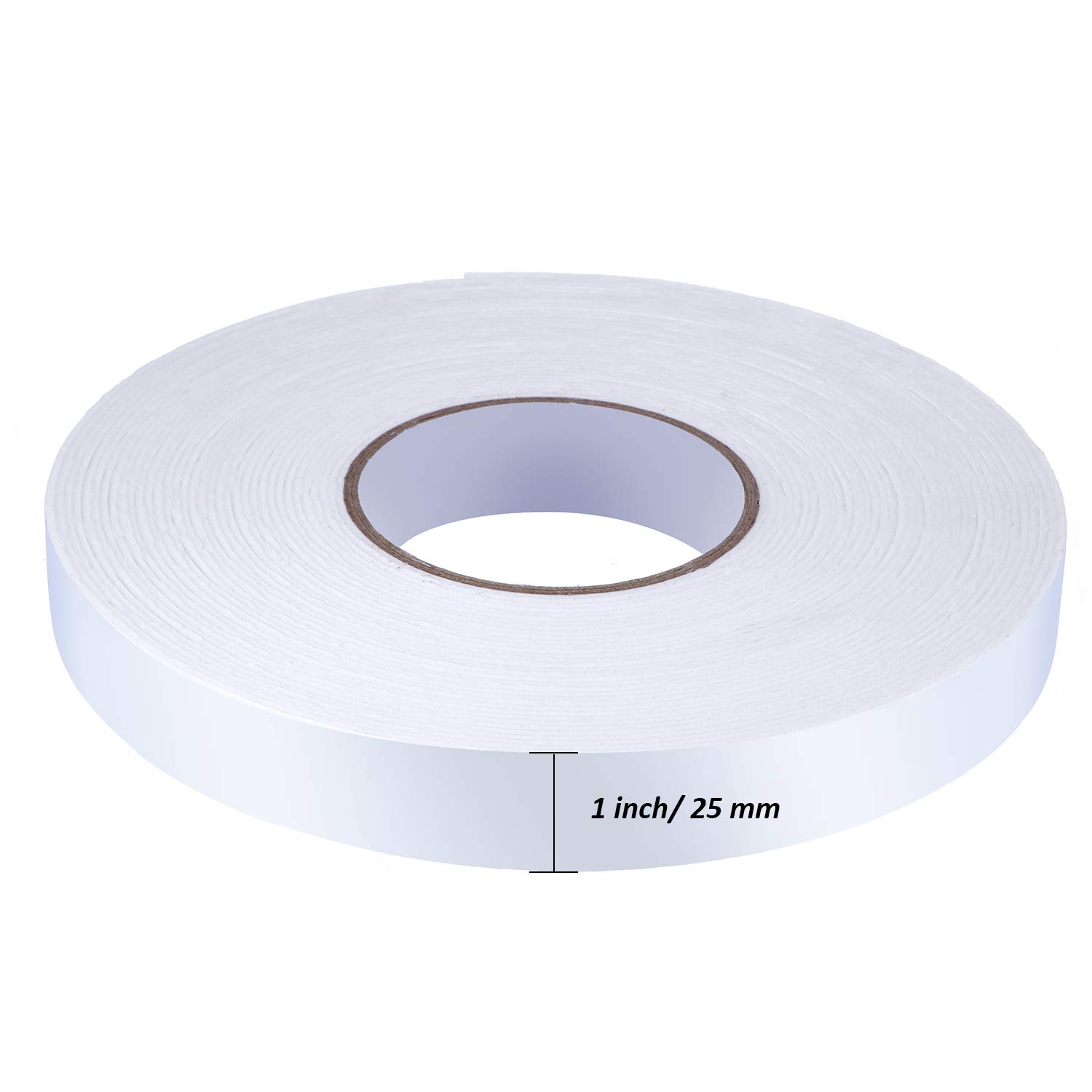 Tatuo 2 Rolls Double Sided Foam Tape - 1 Inch x 50 Feet PE Foam Sponge Mounting Adhesive (White) - Strong Bonding for Home Decor, DIY Projects, and Wall Hanging