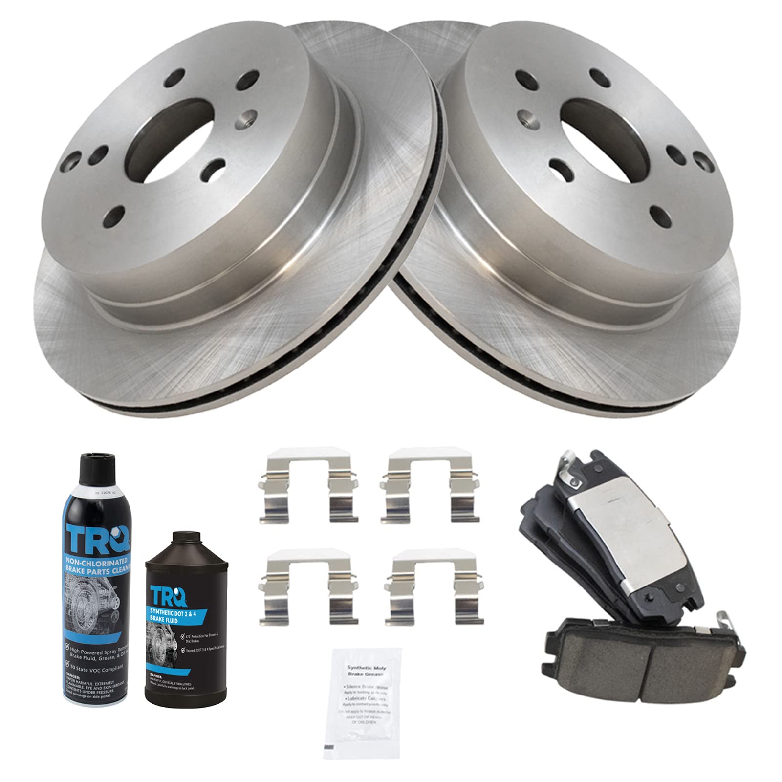 TRQ Rear Brake Pad and Rotor Kit with Ceramic Brake Pads - Compatible with 2010-2017 Chevrolet Equinox & GMC Terrain | Durable Braking Performance for City Driving and Highway Commutes