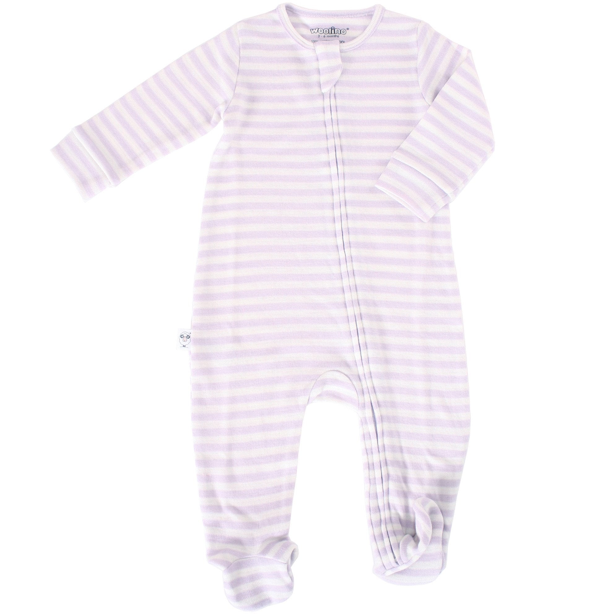Cozy Merino Wool Footie Pajamas for Women & Kids - Soft Lilac Winter Sleepwear for Cold Nights & Family Matching Outfits