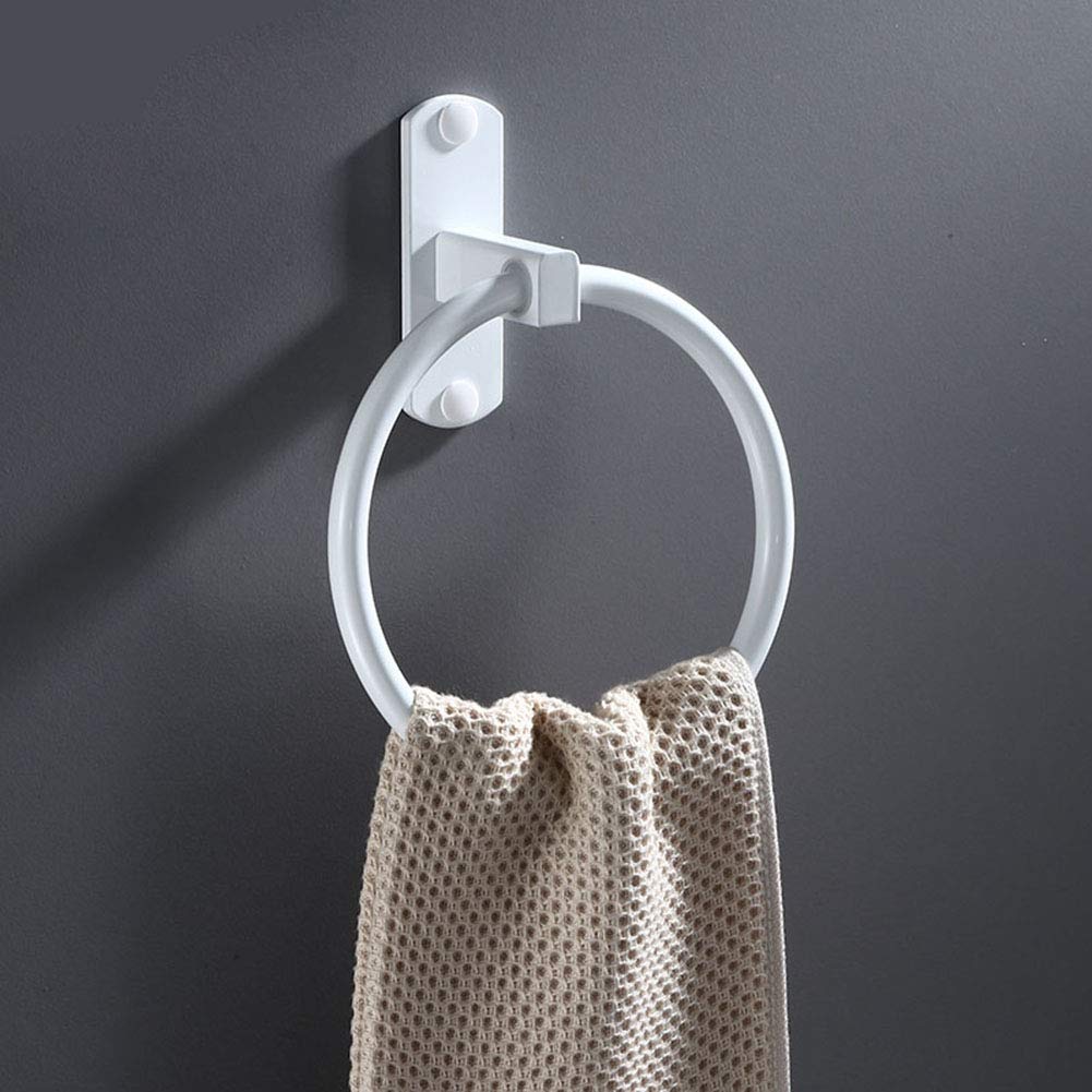 Hovico No-Drill Towel Rings for Bathroom & Kitchen - Rust-Resistant White Bathroom Accessories - Perfect for Hanging Hand Towels, Washcloths & Kitchen Linens