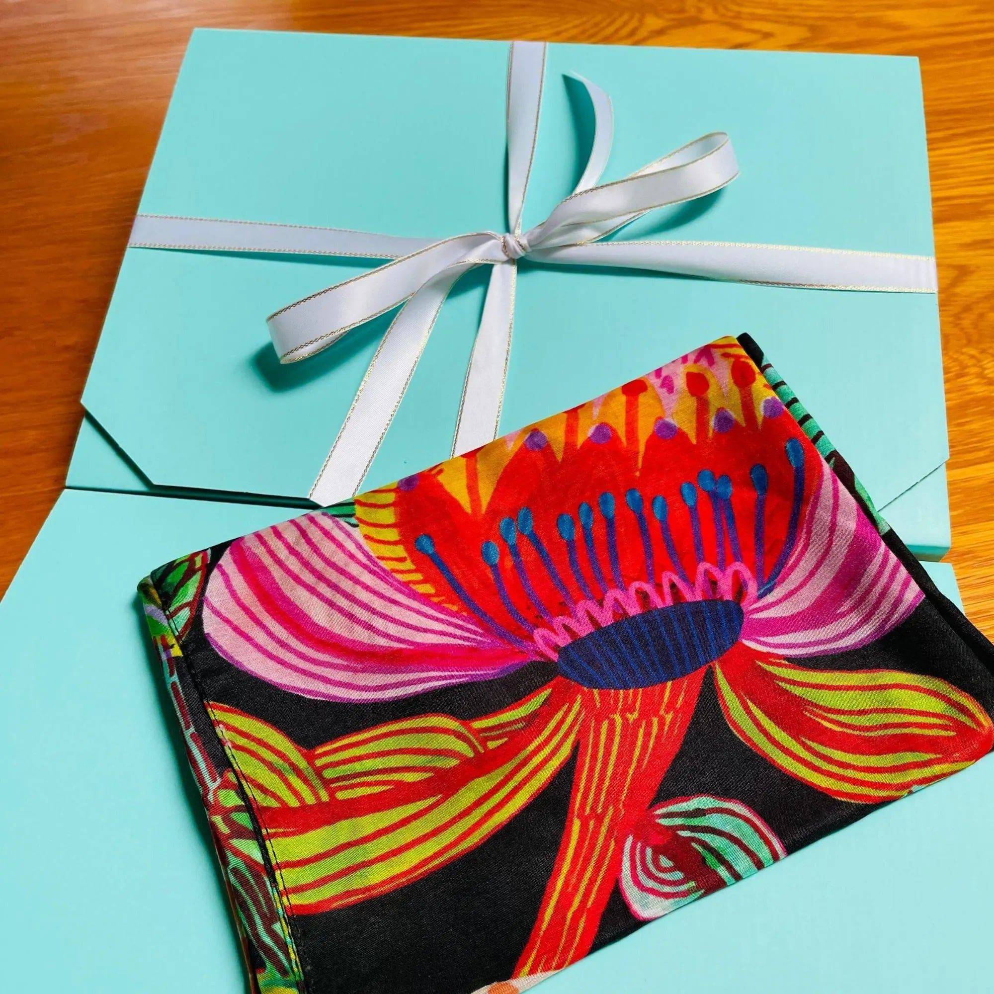 Protea Australis Silk Scarf - Elegant Floral Printed Womens Fashion Accessory for Parties, Weddings & Special Occasions