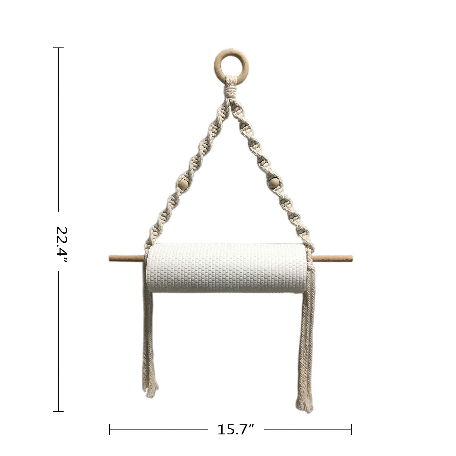 Boho Macrame Paper Towel Holder - Handmade Cotton Rope Towel Hanger for Kitchen, Bathroom & Farmhouse Decor | Perfect for Boho, Rustic & Coastal Style Homes