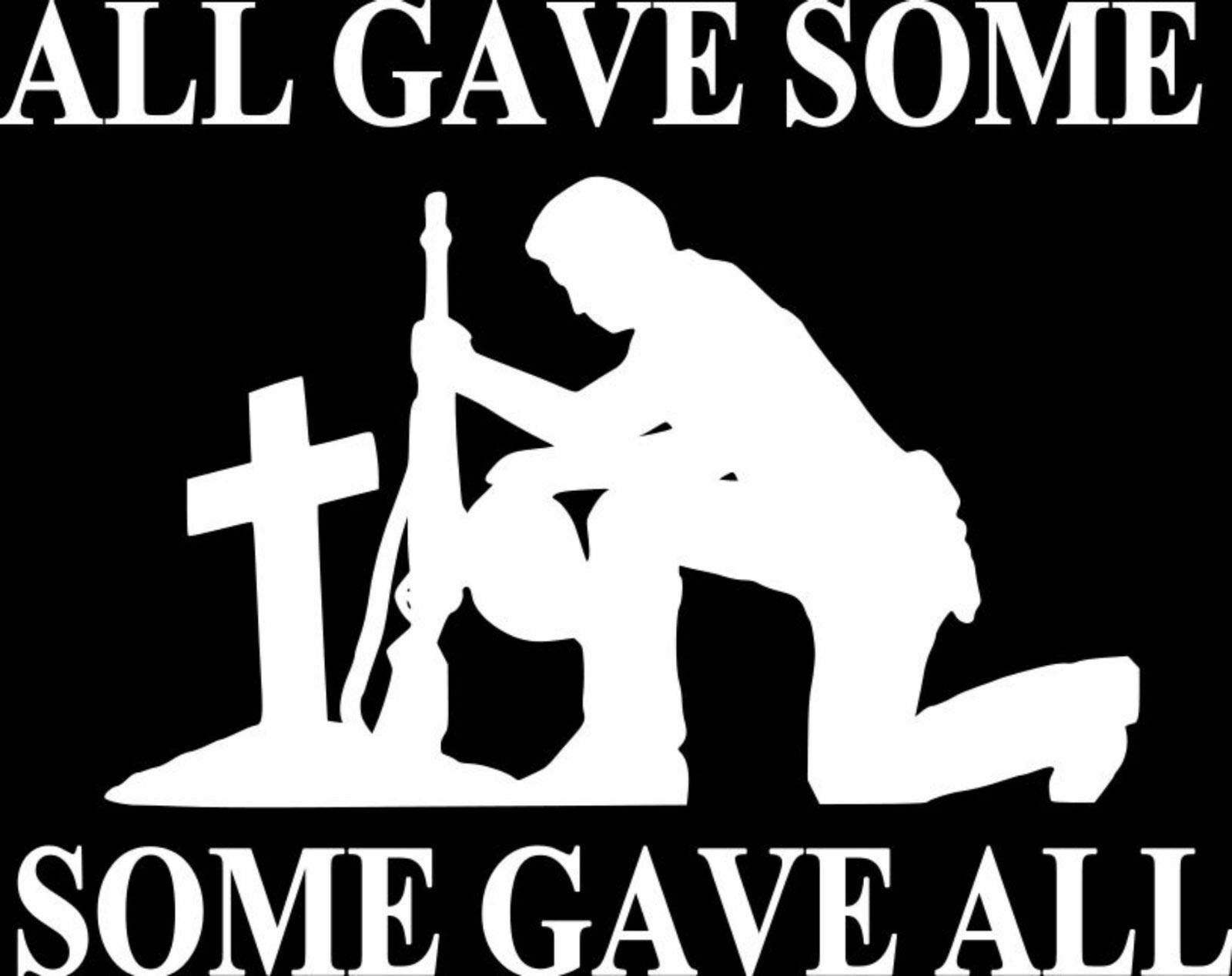 Funny Vinyl Decal Stickers - White Fallen Soldier Military Tribute Sticker for Truck Window, Car, Laptop | Patriotic Memorial Gift for Veterans Day