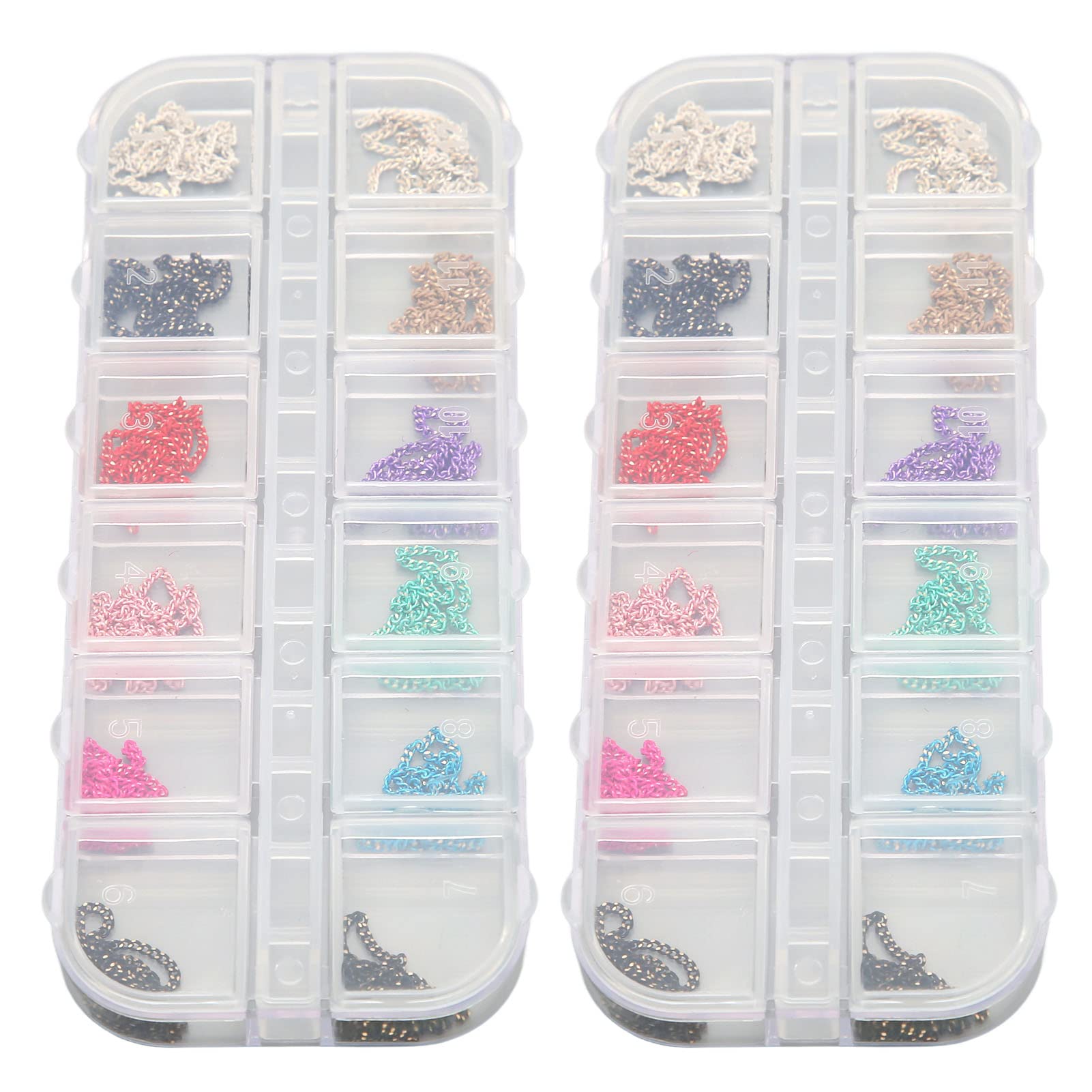 2 Boxes Nail Chains - Metal Rhinestone Nail Decorations for Punk Style, DIY Nail Art Designs | Perfect for Nail Salons, Home Manicures & Gothic Fashion Accessories