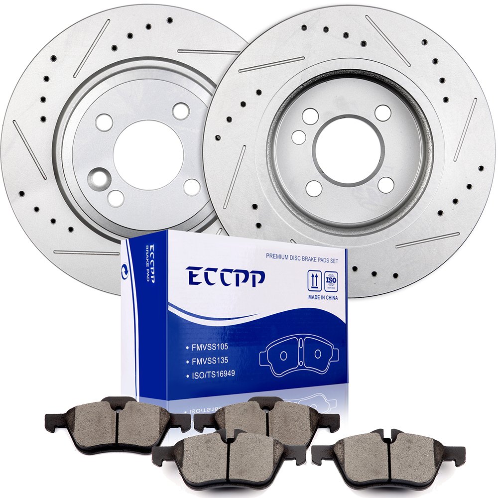 ECCPP Front Brake Kit - High Performance Rotors & Ceramic Brake Pads Compatible with 2002-2006 Mini Cooper | Smooth Stopping Power for City Driving & Mountain Roads