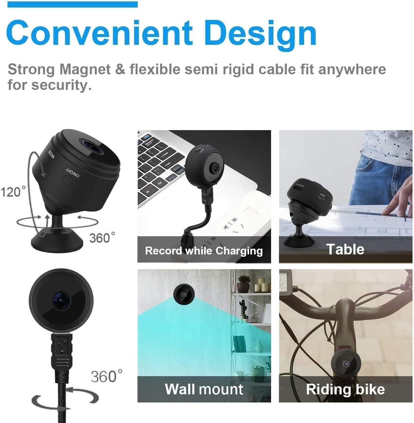 Mini Wireless Security Camera with Audio - 1080P HD Indoor/Outdoor Home Surveillance Camera, Built-in 250mAh Battery (3-Pack) for Baby Monitoring, Pet Watching & Property Protection