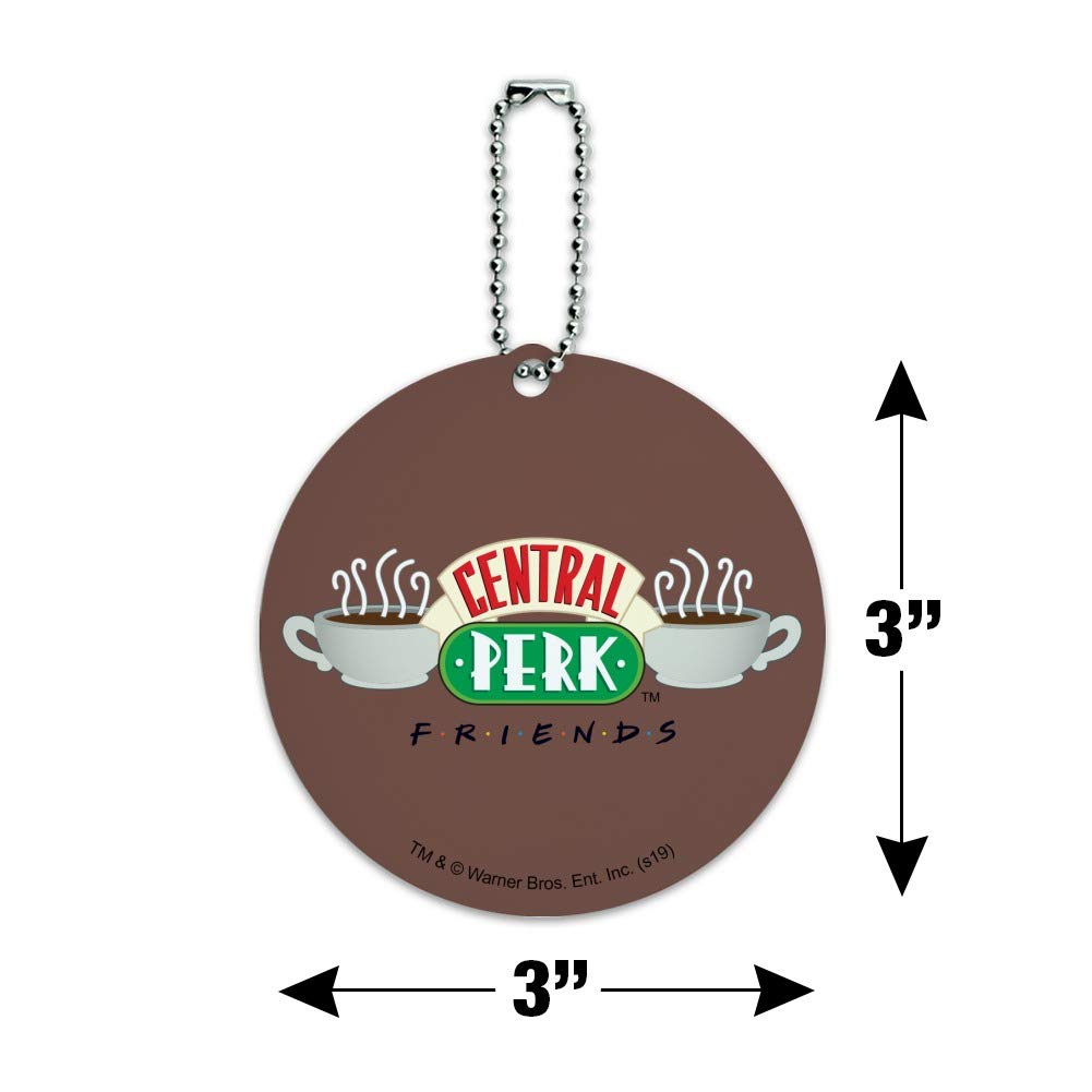 Friends TV Show Central Perk Logo Round Luggage ID Tag - Durable Suitcase & Carry-On Baggage Identifier - Perfect for Travel, Vacation & Gift for Friends Fans