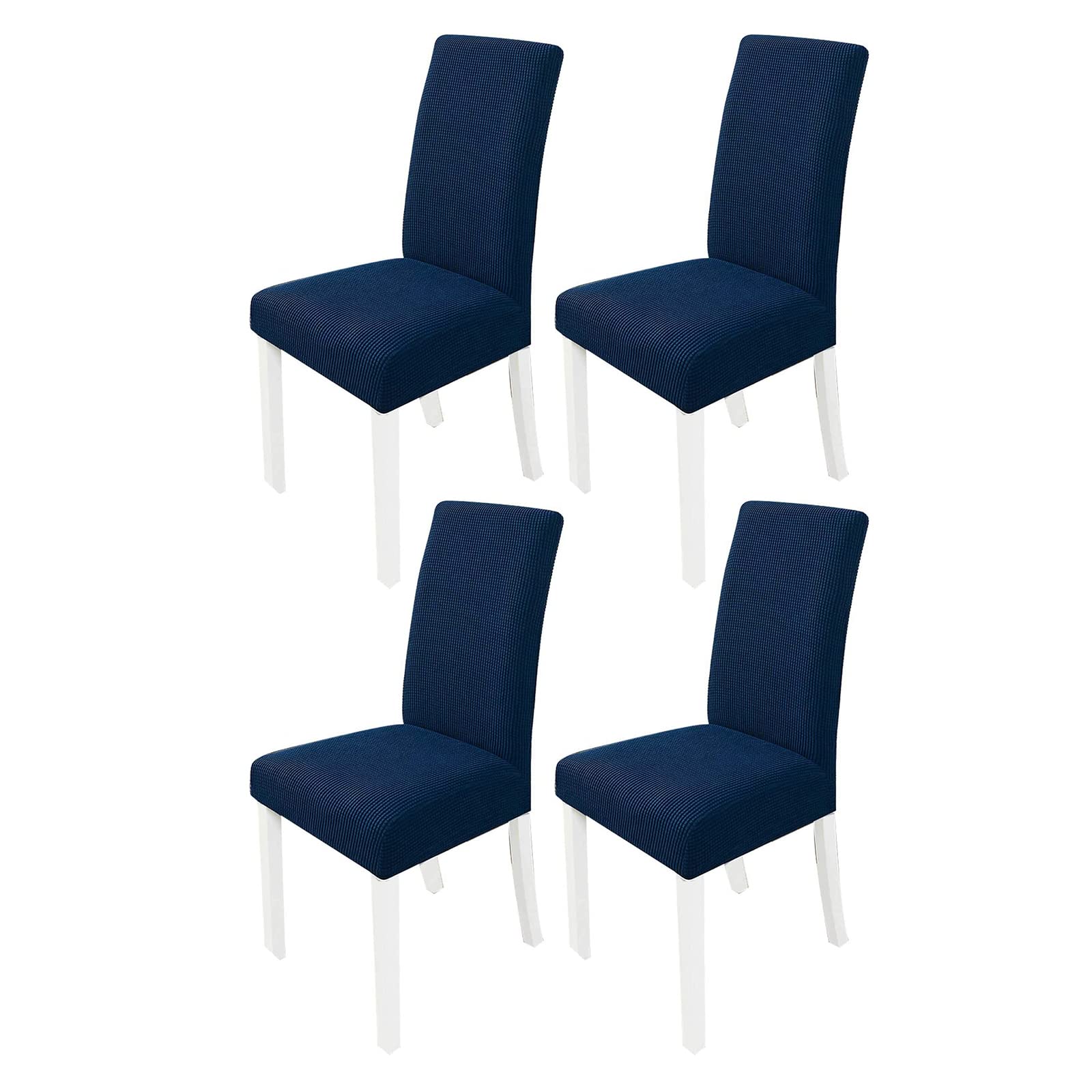 Stretch Spandex Dining Chair Covers - Dark Blue Set of 4 - Washable Slipcovers for Home, Restaurant & Event Decor - Perfect for Weddings, Parties & Everyday Use