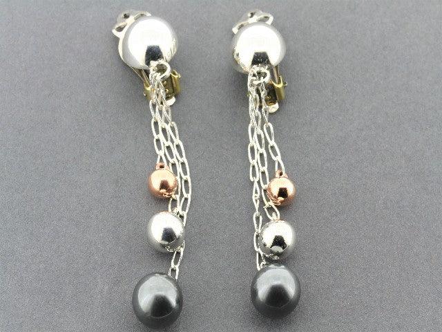 Chained Balloon Earrings Clip On - Fashionable Dangle Hoop Earrings for Women - Perfect for Parties, Weddings & Everyday Wear