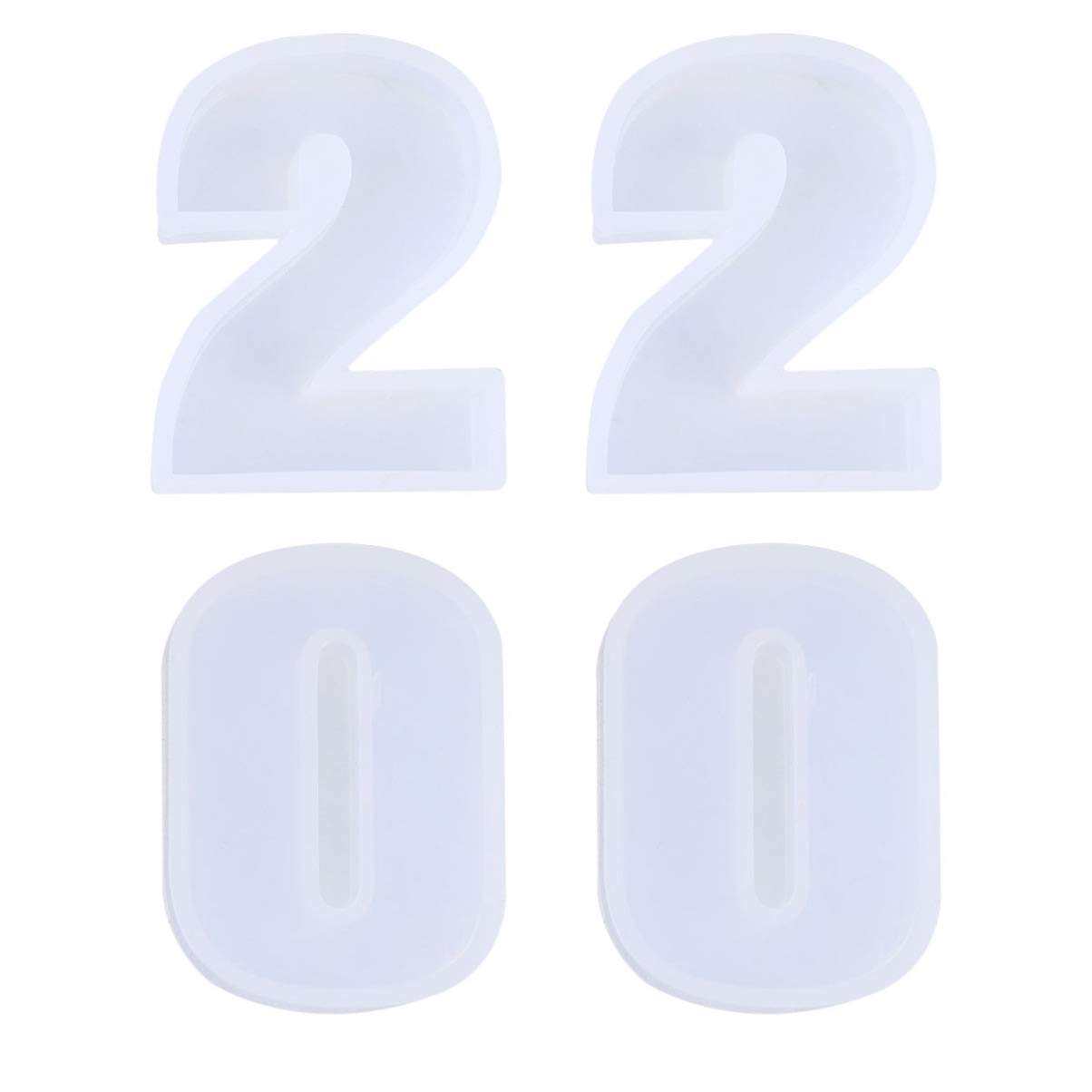 HEALLILY 4PCS Silicone Resin Molds for Jewelry, Keychain, DIY Crafts - Backward Number 2020 Epoxy Molds for Cake Decorating, Sugar Craft & Resin Casting | Perfect for Home DIY Projects, Gift Making & Party Decorations