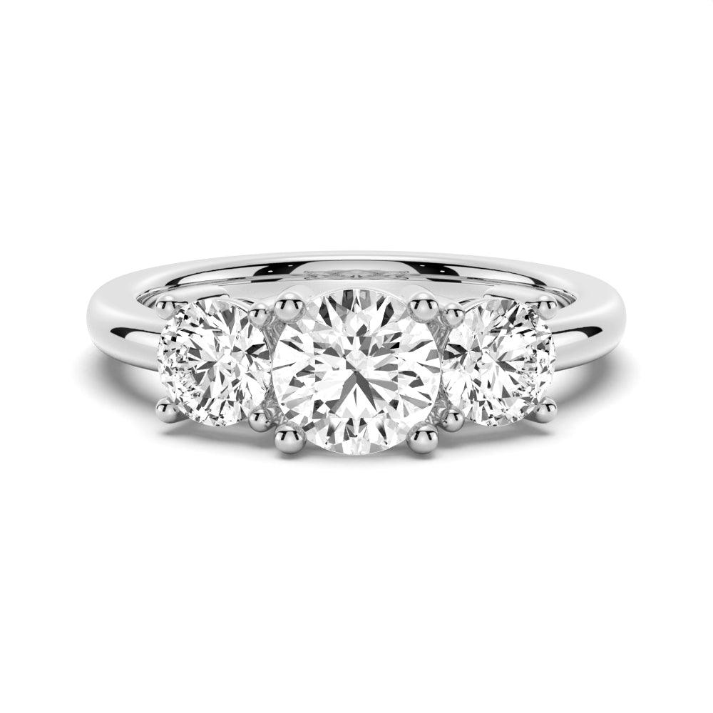 3 Stone Shared Prong Moissanite Anniversary Band Ring - 14K White Gold Wedding Ring for Women, Durable & Sparkling Gift for Wife - Perfect for Anniversaries, Engagements & Special Occasions