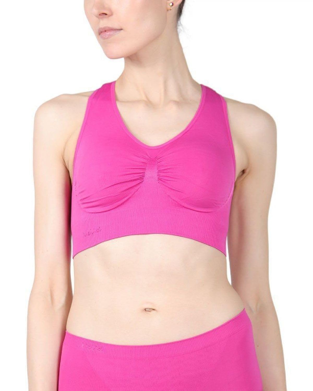 SlimMe Racerback Sports Bras for Women - Seamless Comfortable Compression Workout Bra (Small to Q2) - Perfect for Yoga, Running & Gym Activities