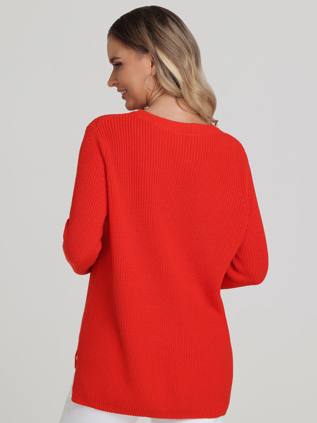 Emma Women's Crewneck Shaker Stitch Cotton Sweater - Soft Casual Pullover for Fall & Winter, Perfect for Office, Dates and Weekend Outings