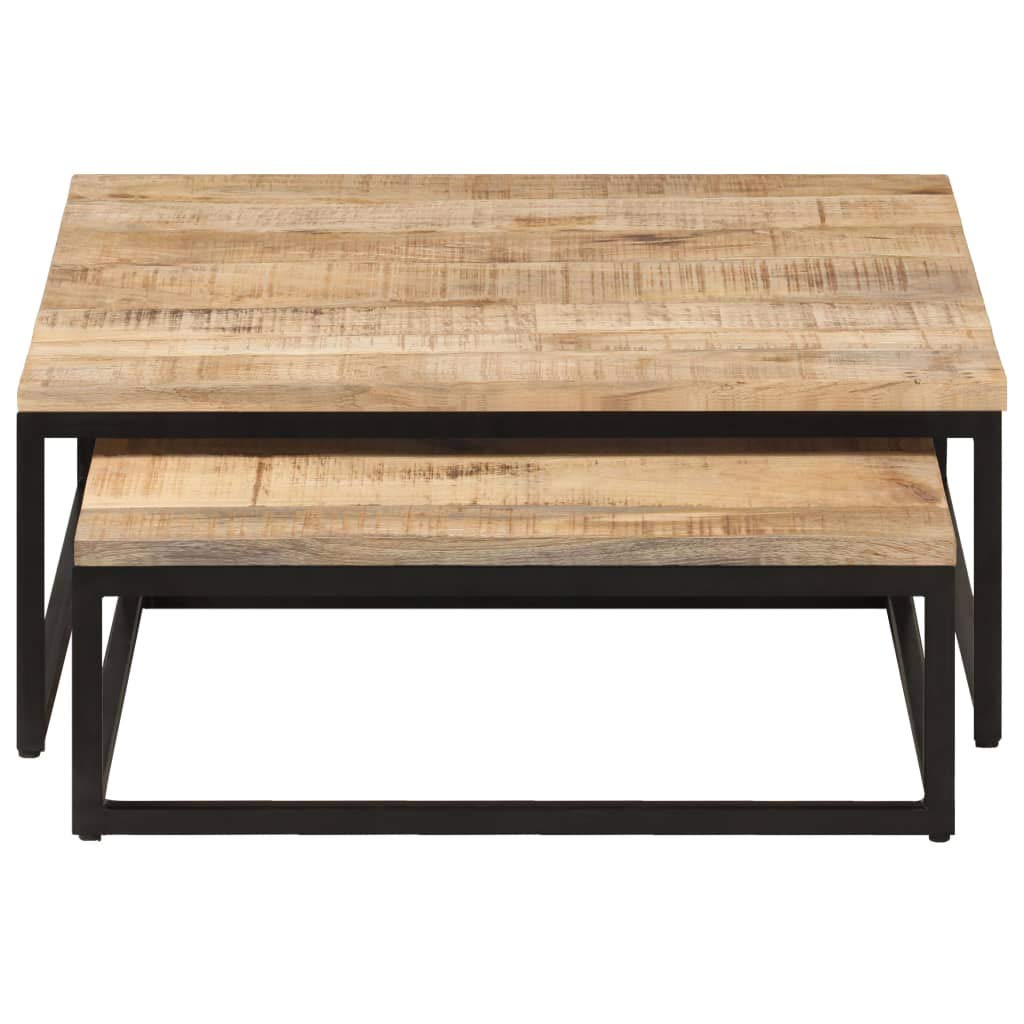 CHARMMA Nesting Coffee Tables Set of 2 - Solid Mango Wood Modern Living Room Furniture - Perfect for Small Spaces, Home Decor & Entertaining Guests