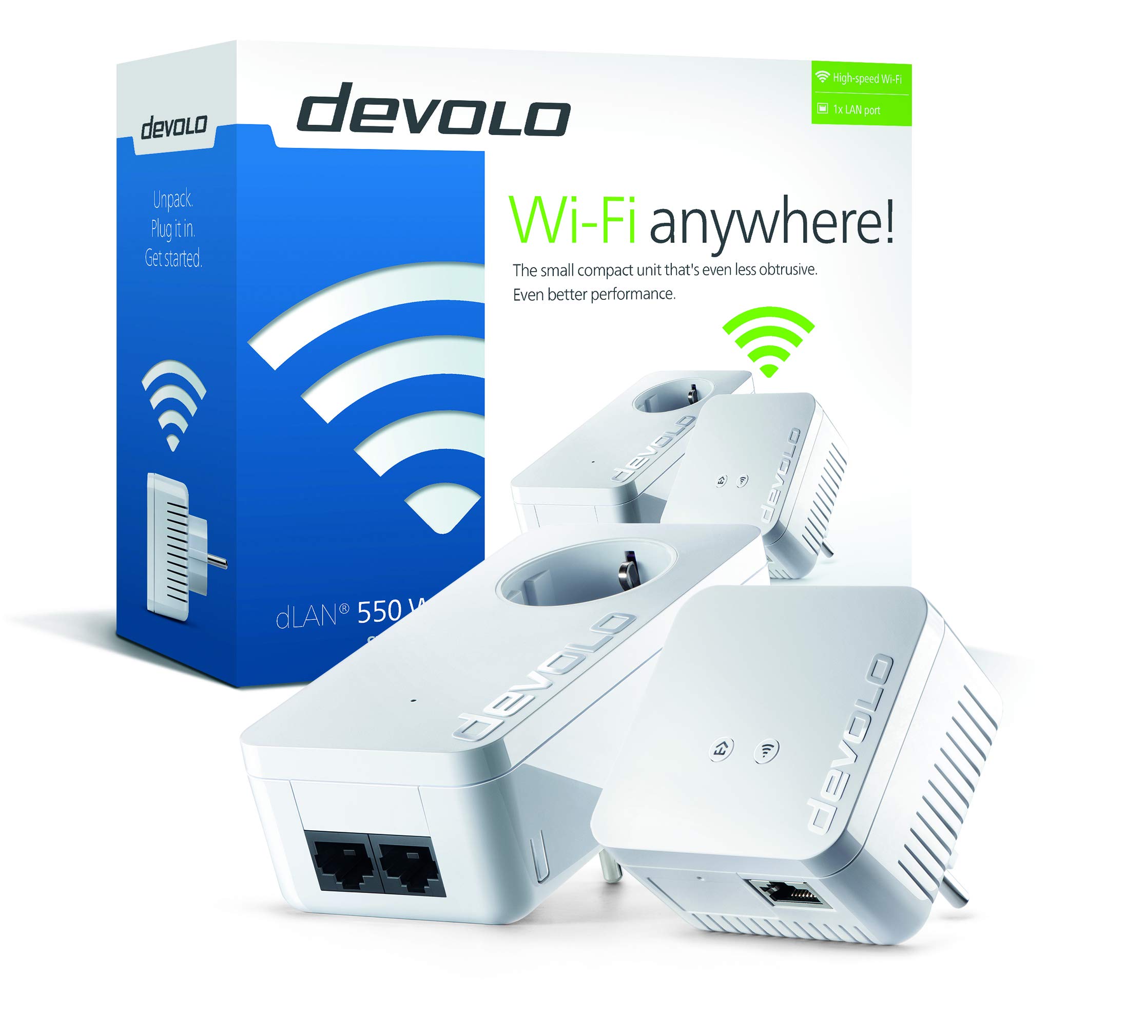 9638 Dlan 550 WiFi Starter Kit - Powerline Ethernet Adapter with 802.11b/g/n Wireless Bridge - Extend Home Network for Smart TVs, Gaming Consoles & Home Office