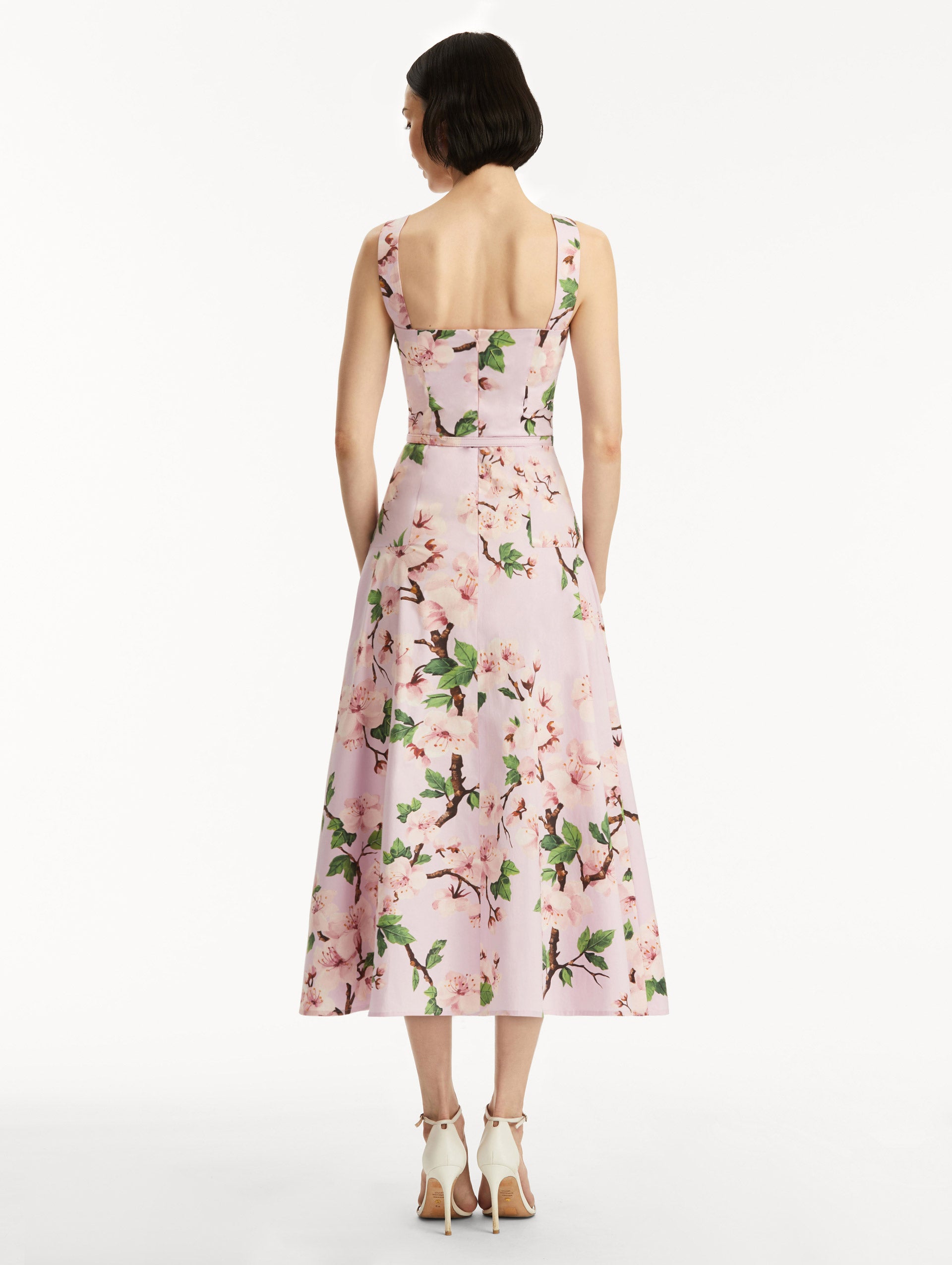 Cherry Blossom Floral Print Cotton Poplin Dress - Lightweight Summer Dress for Women, Perfect for Beach, Garden Parties & Casual Outings