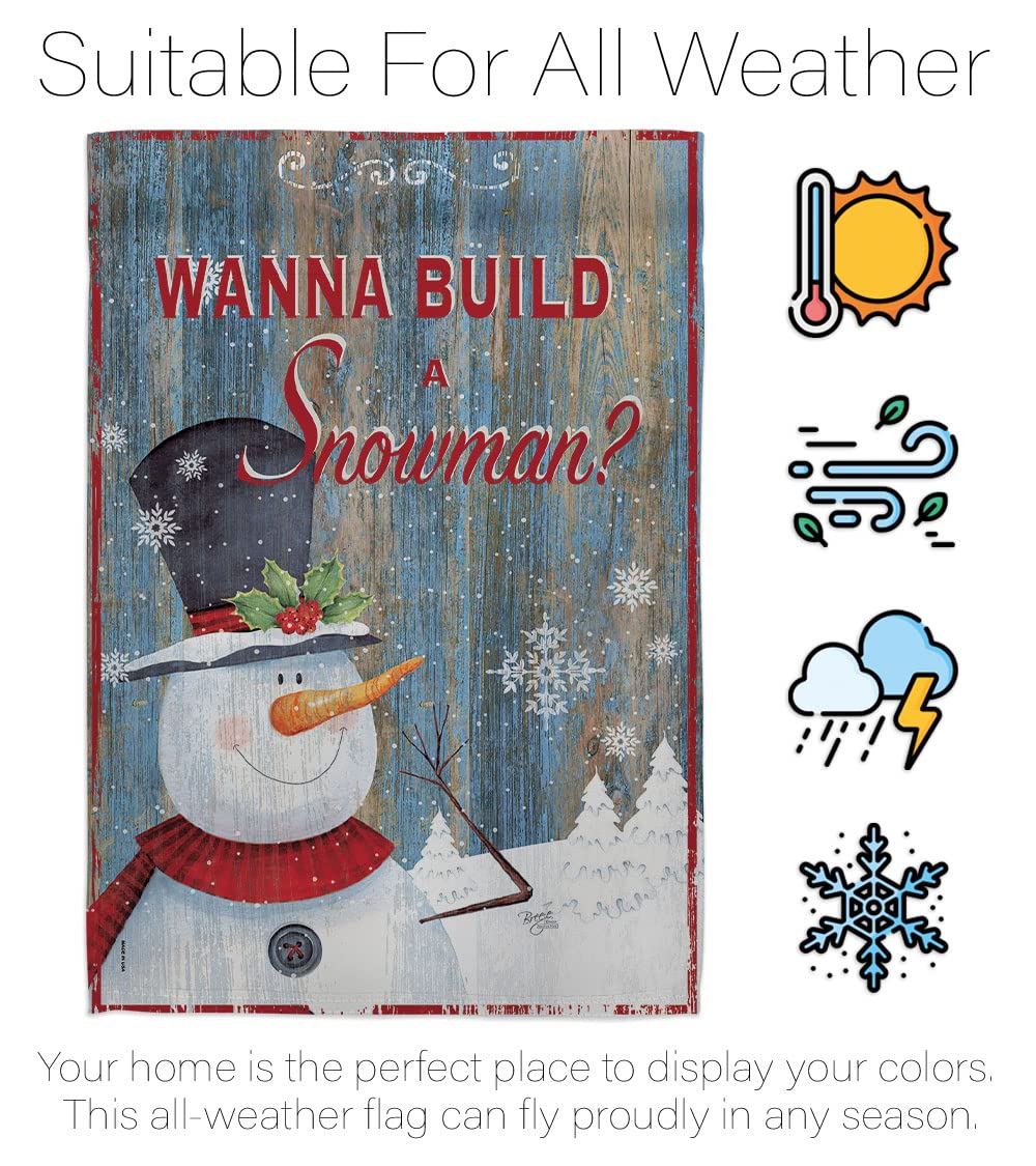 Snowman Winter Christmas Banner - 13x18.5in Garden Flag Set for Holiday Decor