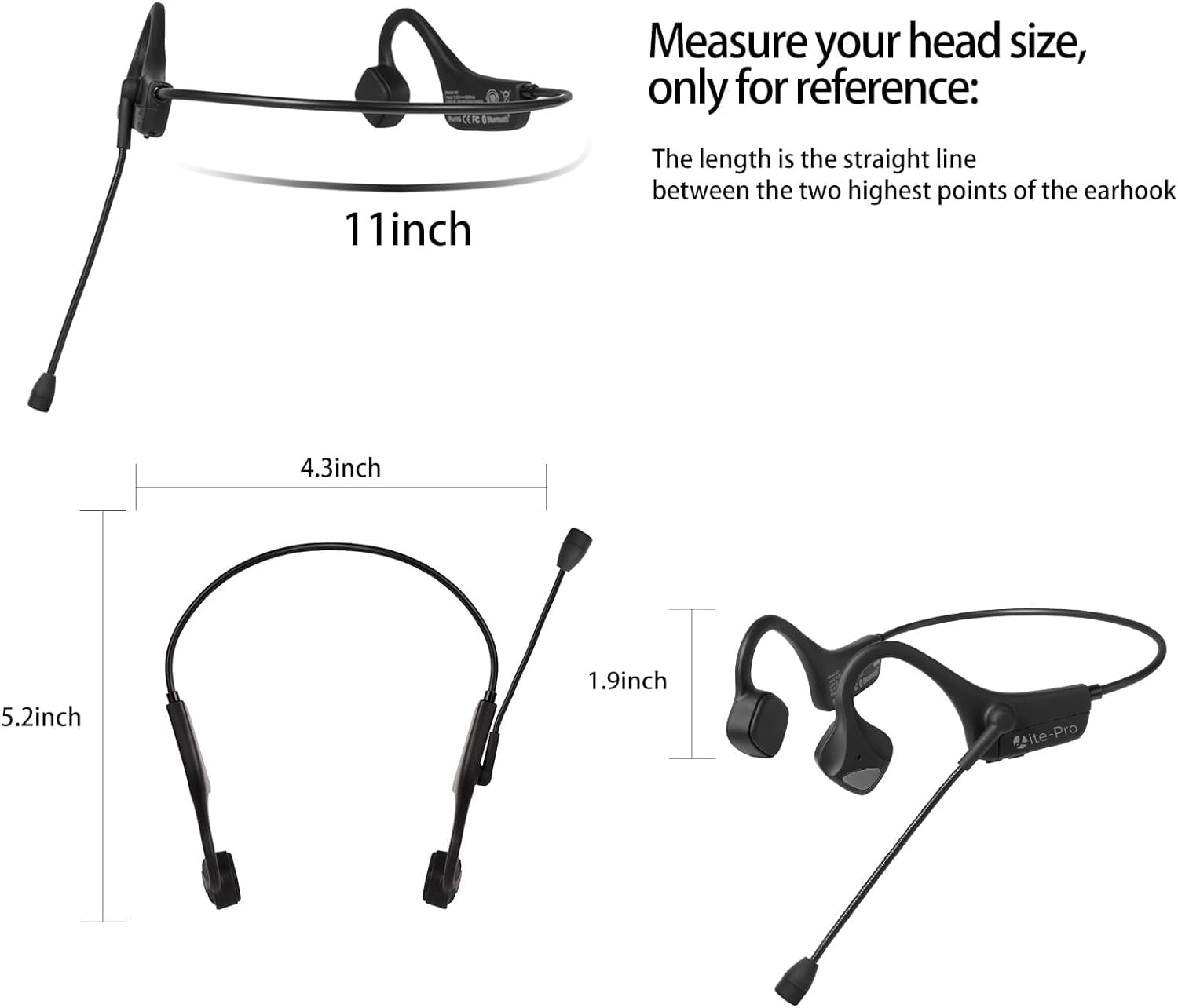 Wireless Bone Conduction Headphones with Noise-Canceling Mic - Bluetooth 5.0 Open-Ear Headset for Work, Running, Driving & Online Meetings - Comfortable & Secure Fit for All-Day Use