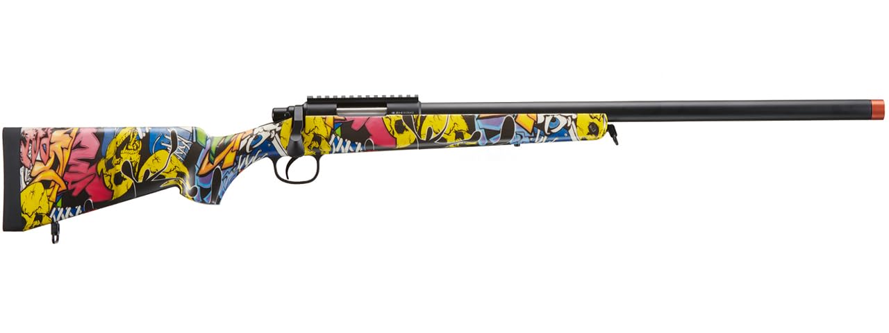 Double Bell VSR-10 Airsoft Bolt Action Sniper Rifle - 575 FPS High Power, Graffiti Camo Design | Perfect for Outdoor Tactical Games & Target Shooting