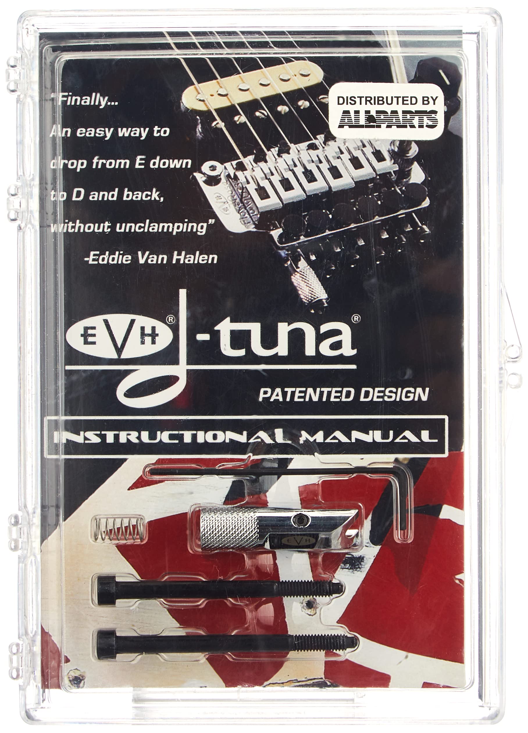 Allparts BP-2020-010 EVH D-Tuna Drop D Chrome Guitar Bridge Accessory - Perfect for Metal & Rock Music Performances
