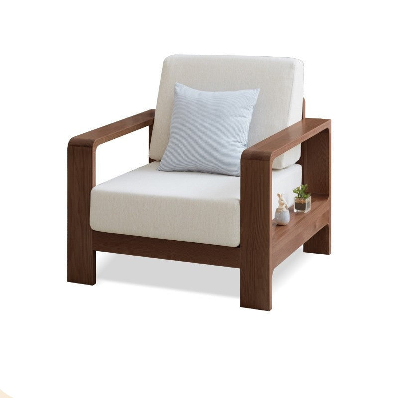 Oak Solid Wood Modern Fabric Sofa - Contemporary Living Room Furniture for Small Spaces & Apartments | Durable & Stylish Home Decor