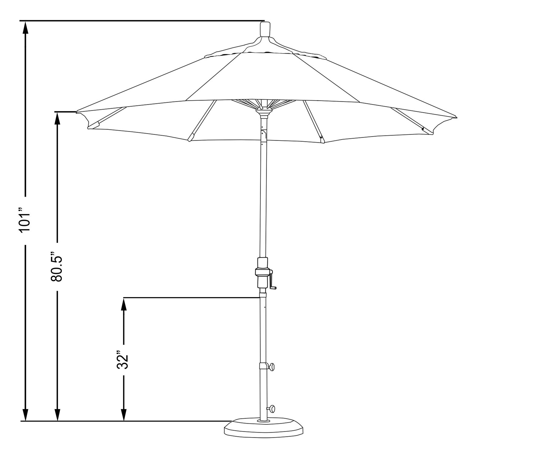 9' Round California Umbrella with Aluminum Pole & Fiberglass Ribs - Outdoor Patio, Garden, Poolside Shade Solution for Backyard, Restaurant, and Beach Use