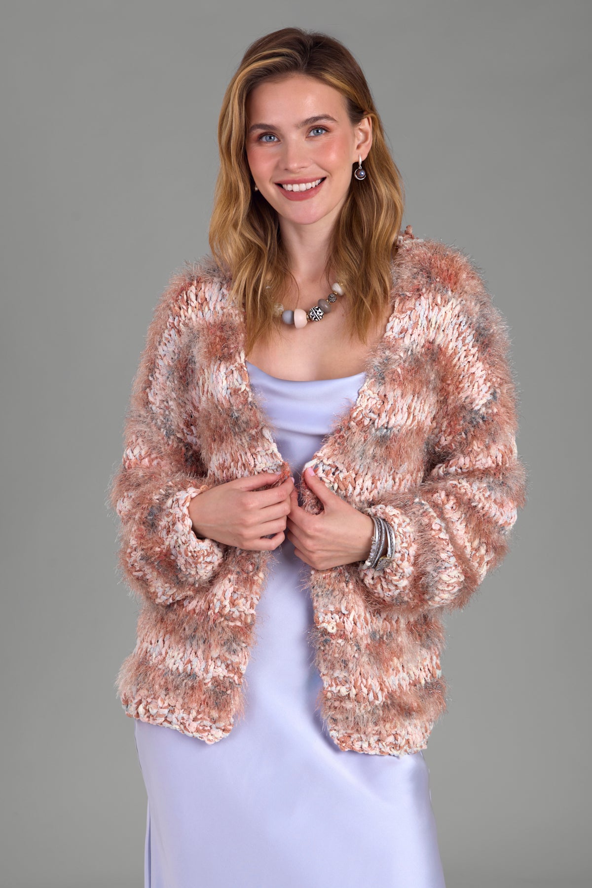 Hand Knit Eyelash Cardigan for Women - Soft & Cozy Sweater for Fall & Winter - Perfect for Casual Outfits, Date Nights & Home Relaxation
