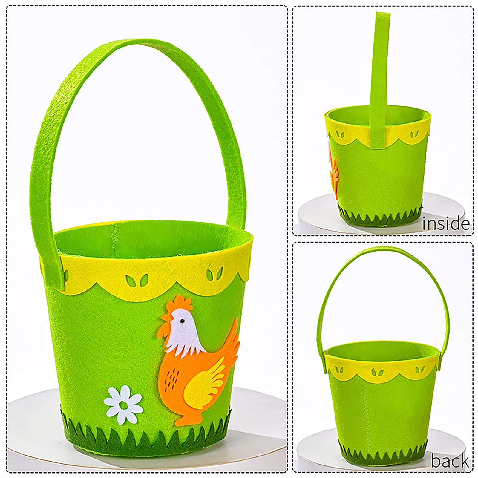Keebgyy 3-Piece Felt Easter Egg Basket Set - Cute Easter Bucket Bags for Kids to Carry Eggs & Candies - Festive Party Decorations for Easter Celebrations, Egg Hunts, and Spring Home Decor