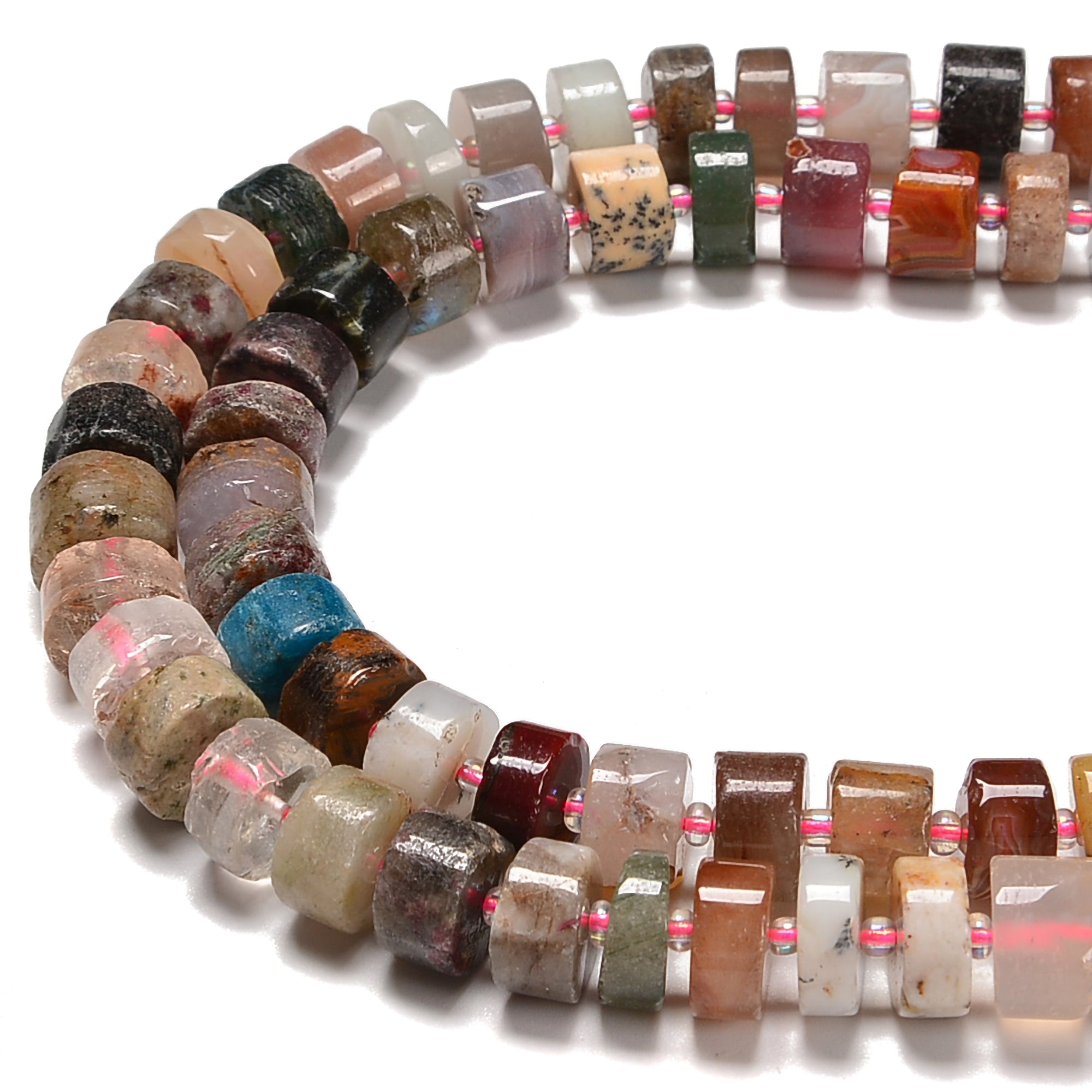 10mm 12mm 15.5'' Mixed Gemstone Rondelle Wheel Beads for Jewelry Making - DIY Bracelets, Necklaces & Craft Projects