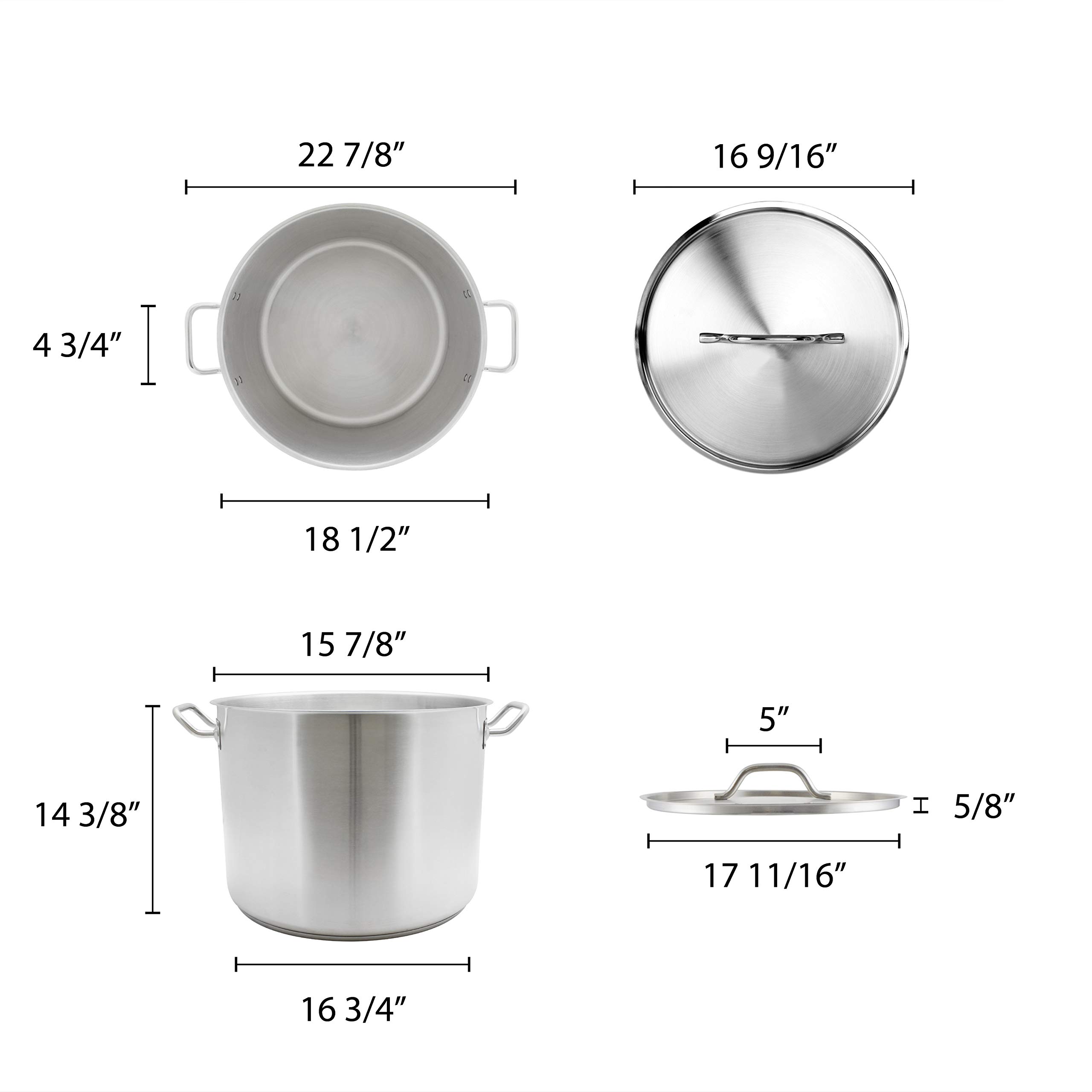 60 Qt Stainless Steel Commercial Grade Stock Pot with Lid - NSF Certified for Restaurant, Catering & Home Cooking - Durable & Heavy Duty for Boiling, Stewing & Large Batch Cooking