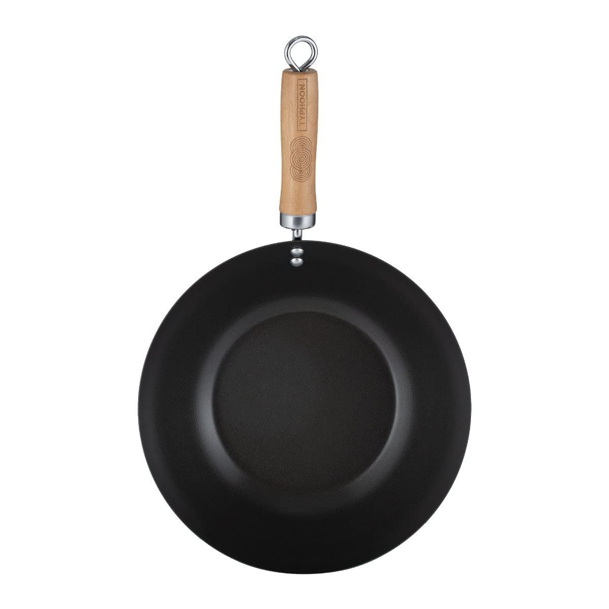Typhoon World Foods 28cm Non-Stick Carbon Steel Wok Pan - Professional Stir Fry, Saute, Deep Fry & Asian Cooking - Perfect for Home Chefs & Restaurants