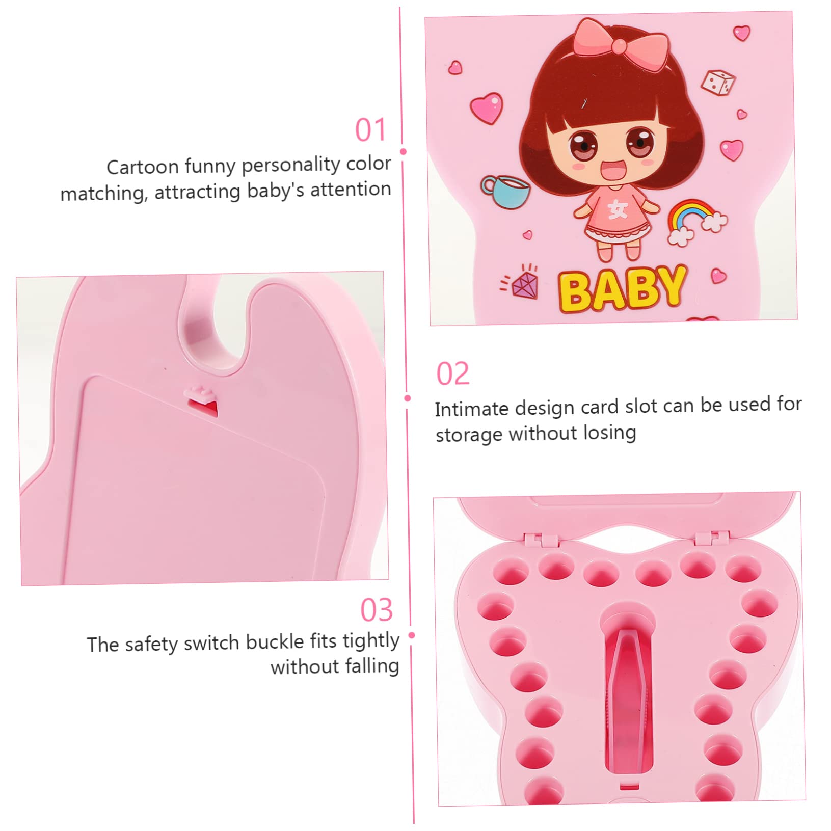 HEMOTON 2-Pack Baby Tooth Keepsake Box - Plastic Tooth Storage Container for Newborns, First Tooth Holder for Boys & Girls (Pink) - Perfect for Preserving Childhood Memories & Milestone Gifts