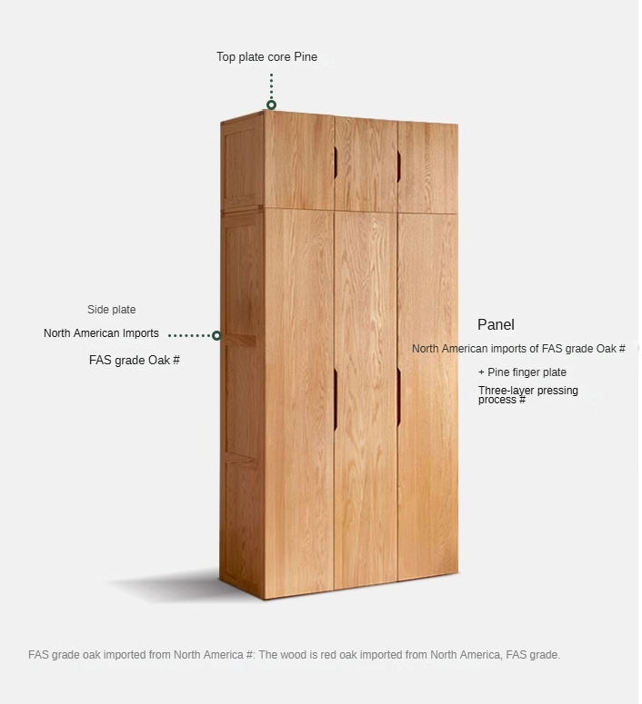 Solid Oak Wood Wardrobe - Premium Quality, Spacious Storage for Bedroom, Closet & Home Organization