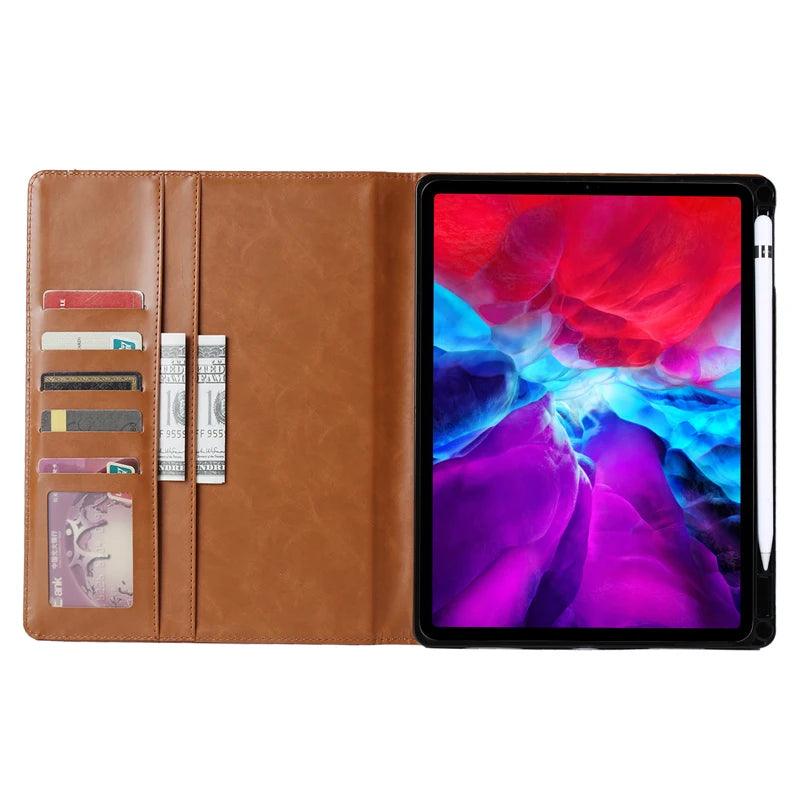 2024 iPad Pro 11-inch with Leather Flip Case - Business Folio Stand with Card Slot | Perfect for Office Work, Travel & Digital Note-Taking