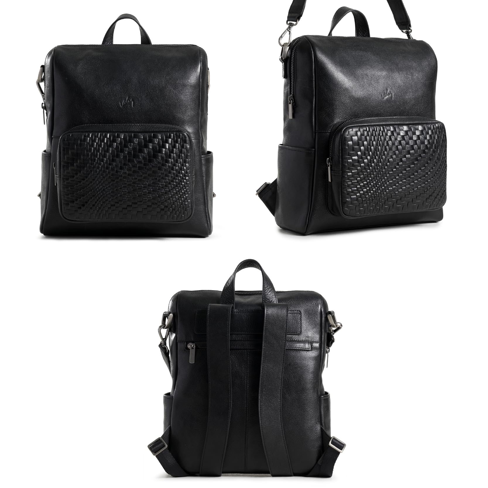 VELEZ Genuine Black Top Grain Leather Mini Backpack for Women - Small Shoulder Bag Purse Fits 11 Inch Tablet - Stylish Designer Handbag for Ladies - Perfect for Work, Travel & Daily Use