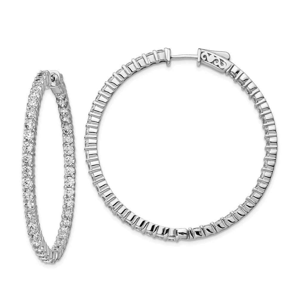 Sterling Silver Rhodium-Plated Cubic Zirconia Hoop Earrings for Women | In & Out Design | QE12995 | Perfect for Parties, Weddings & Everyday Wear