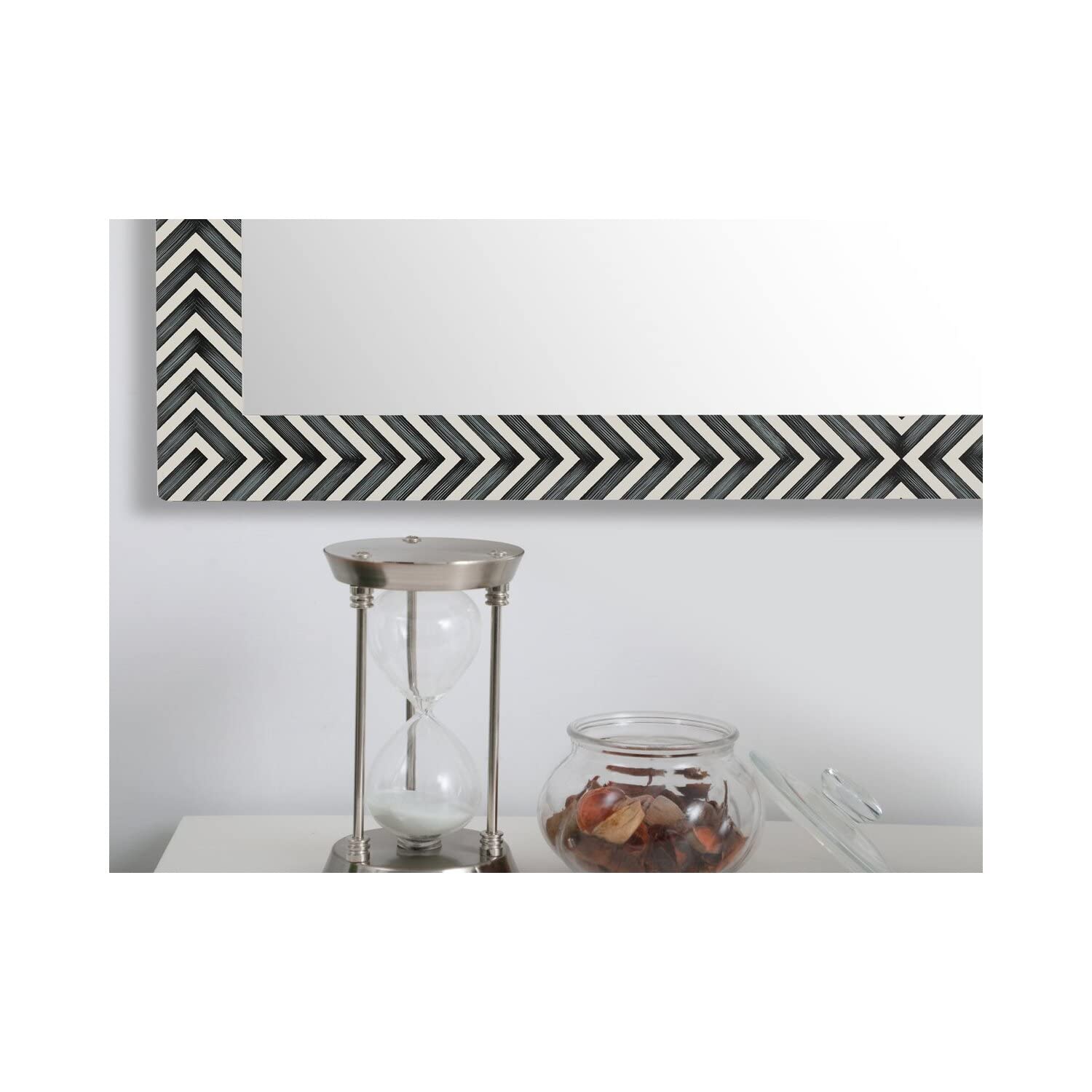Modern Chevron Glass Mirror 48x30 - Elegant Home Decor for Bathroom & Living Room