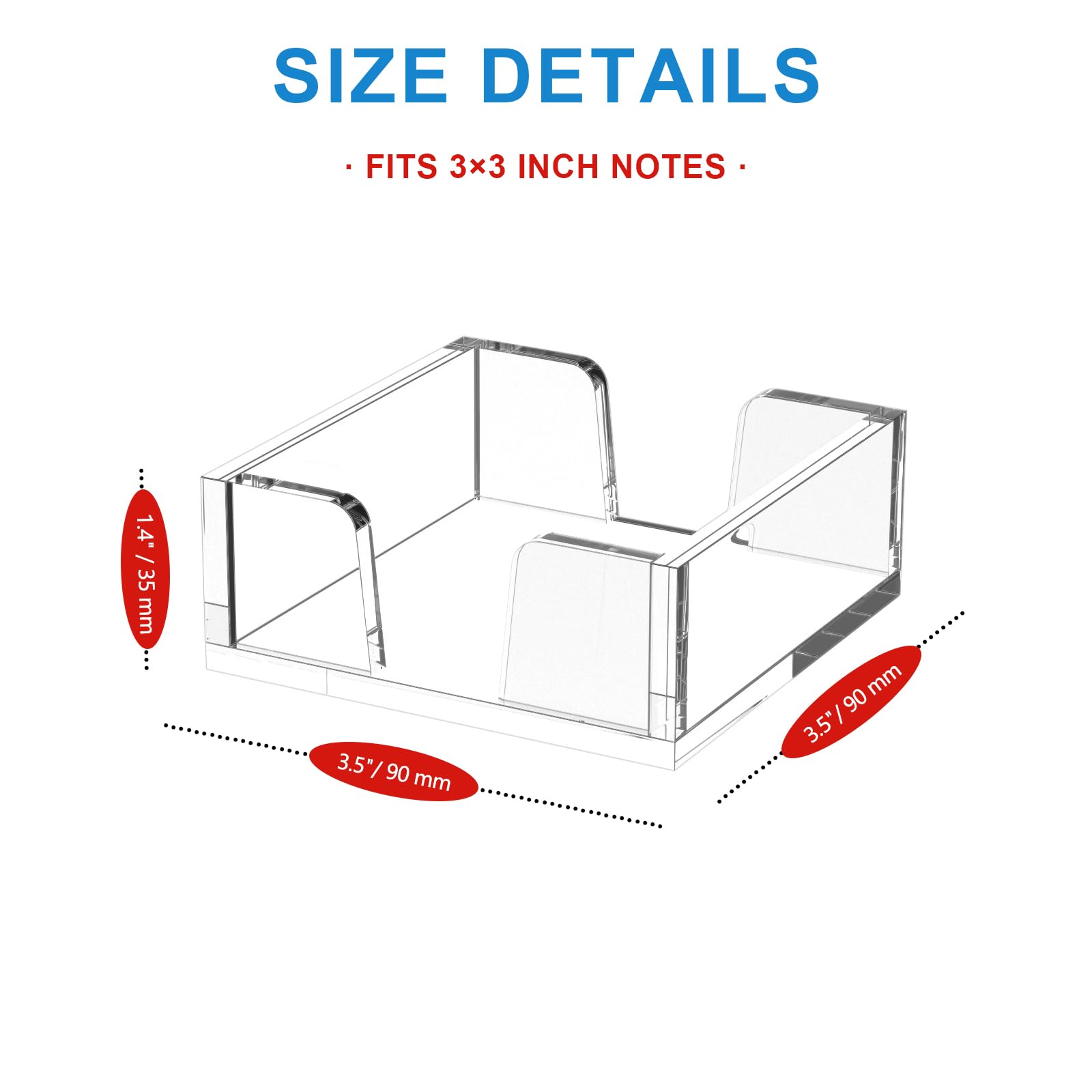 WINFFOR Acrylic Sticky Note Holder Dispenser - 3x3 Inch Clear Desktop Memo Organizer for Office, School & Home Use (Without Pads) | Perfect for Notes, Reminders & To-Do Lists | Crystal Clear Desk Accessory