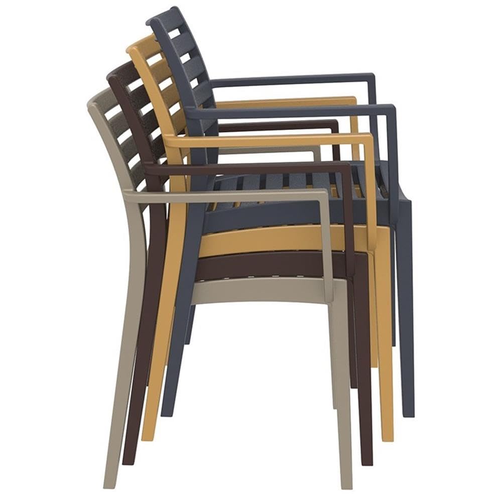 Artemis Outdoor Patio Dining Arm Chairs Set of 2 - Weather-Resistant Black Metal Garden Chairs for Backyard, Poolside, and Restaurant Outdoor Seating